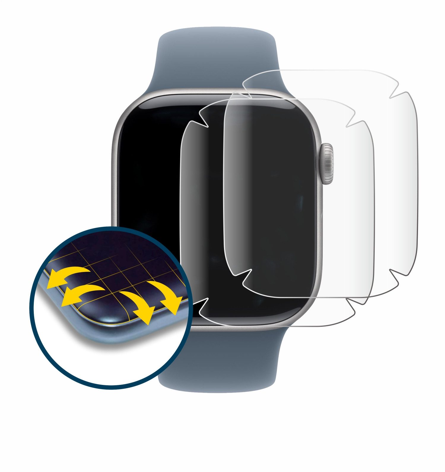 BROTECT Displayschutzfolie Fullscreen Schutzfolie für Apple Watch Series 11 (42 mm), 2 Stück, Displayschutz Folie Fullcover Klar Transparent