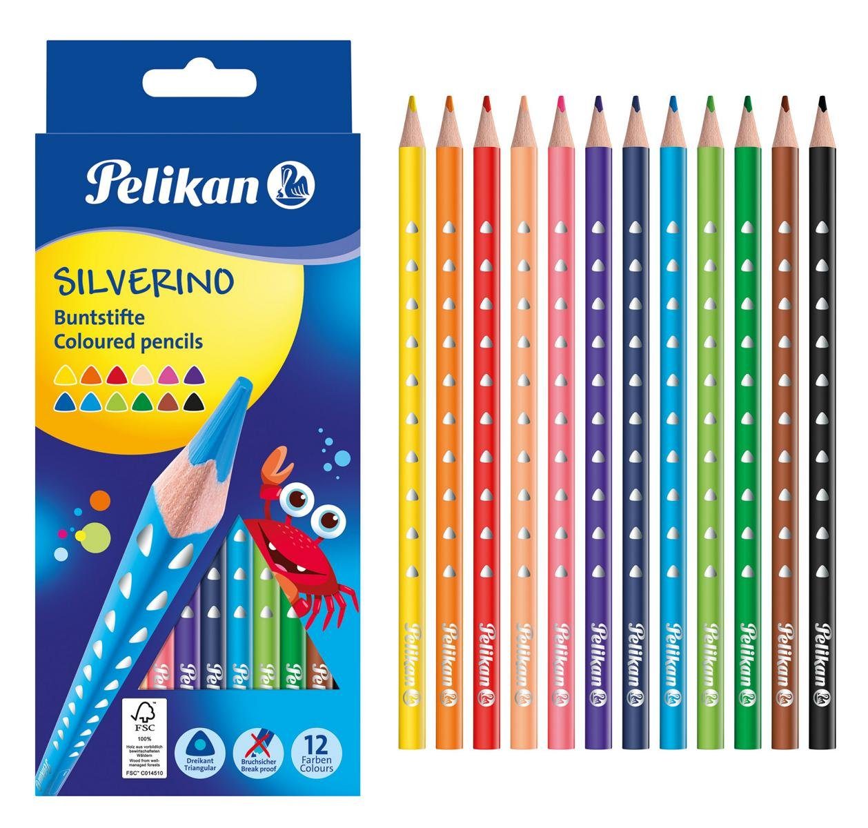 Herlitz Geodreieck 12 Pelikan Buntstifte "SILVERINO"