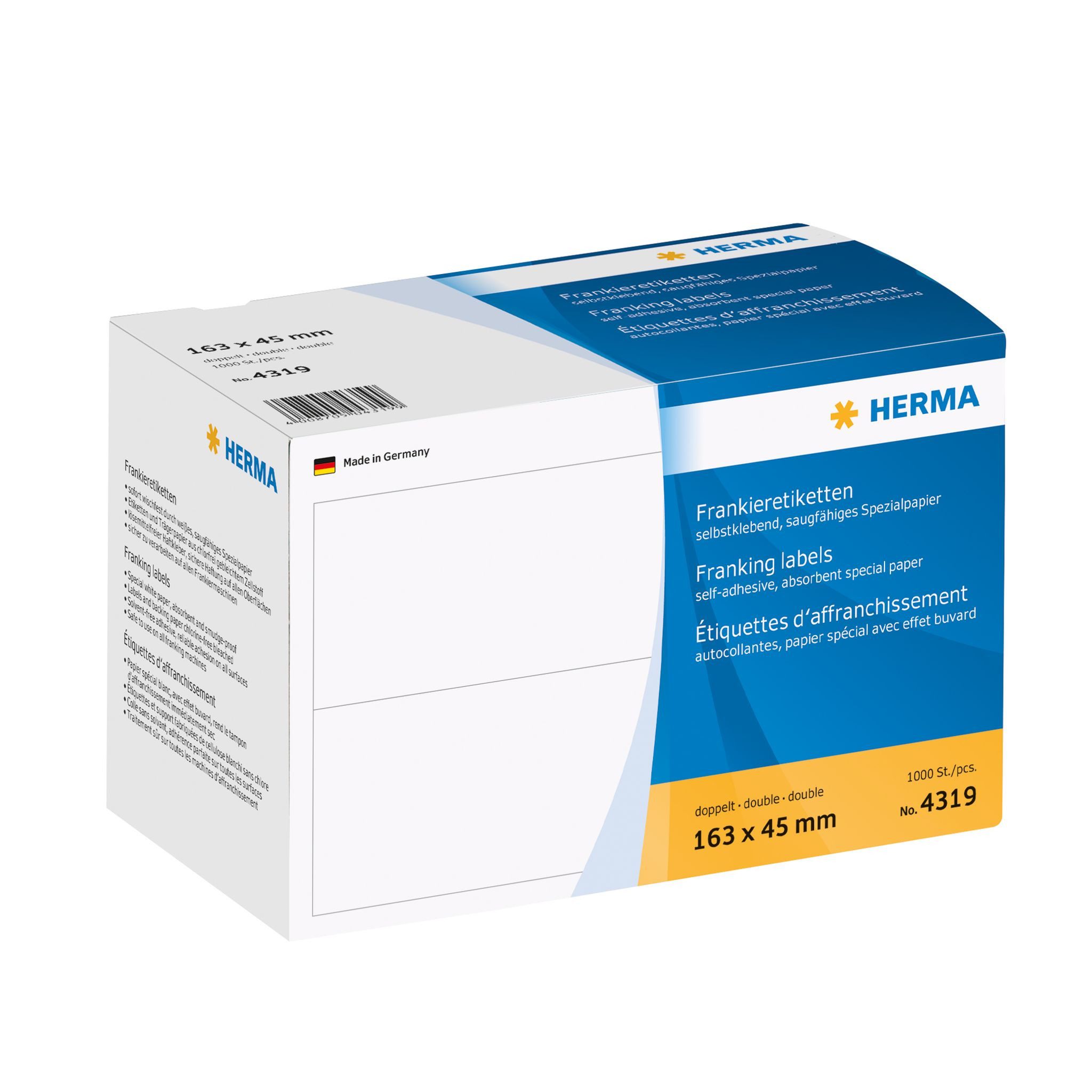 HERMA Etikettenpapier Herma Frankieretiketten permanent haftend 163 x 45 mm weiss doppelt