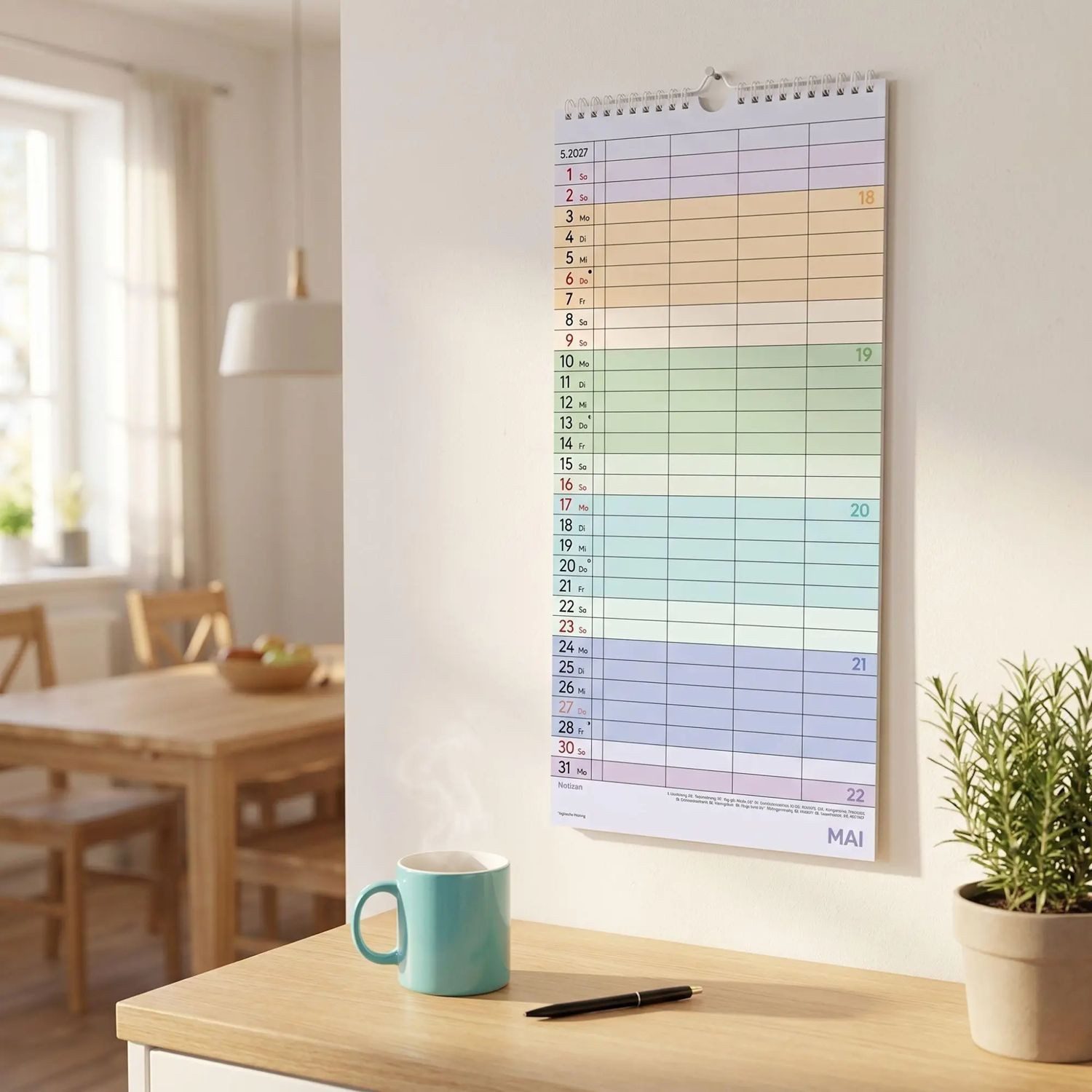 Wandkalender Superplaner Farbenfroh - 4 Spalten 2027 – Bild 3 von 5