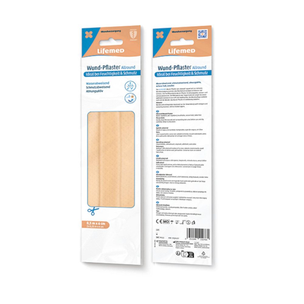 LifeMed Wundpflaster Wund-pflaster 0,5 m x 6 cm, hautfarben, Allround