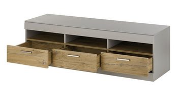 Furn.Design Lowboard Griego (TV Unterschrank in Kieselgrau mit Eiche, 150 x 46 cm), mit Soft-Close-Funktion