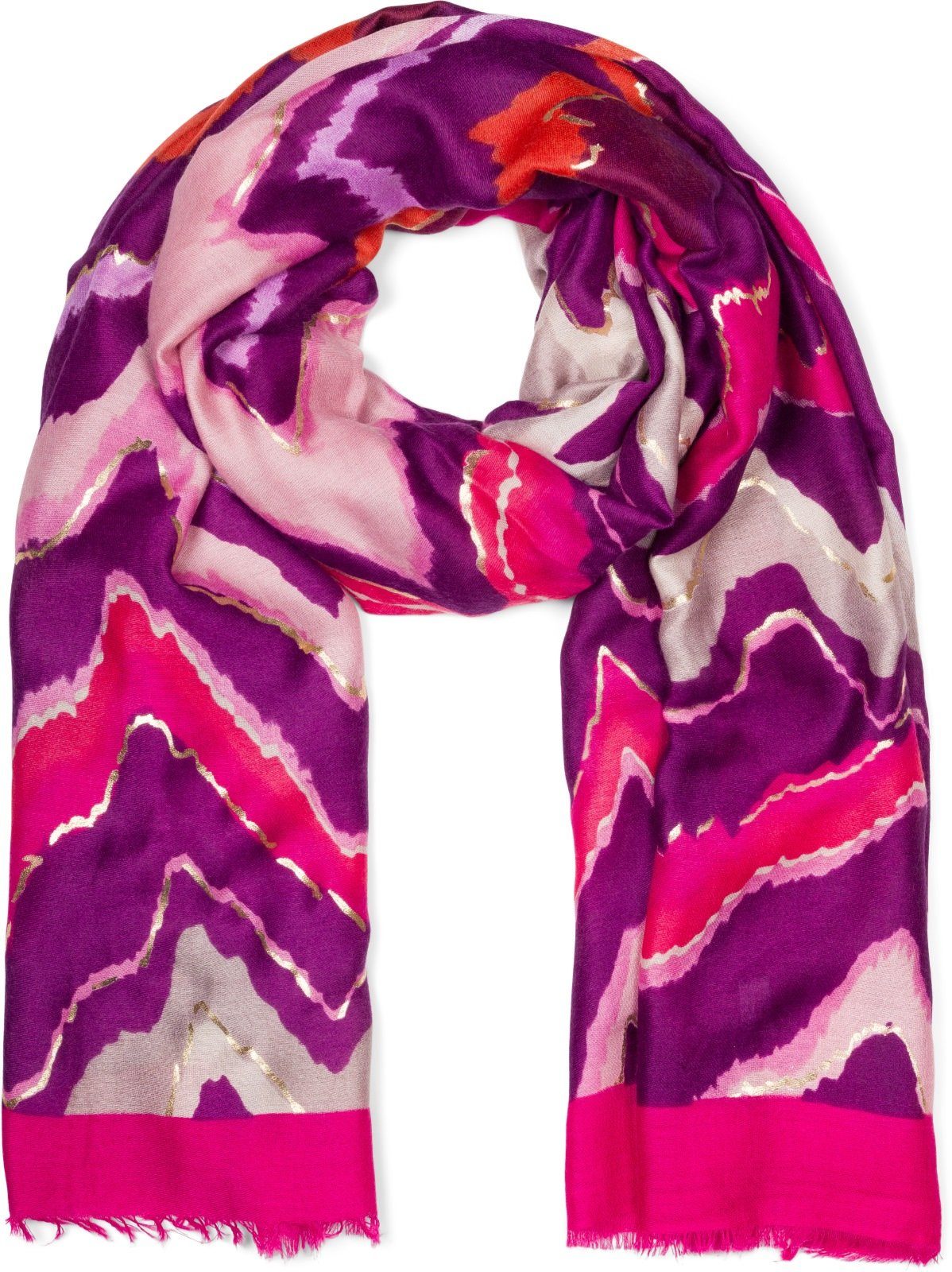 styleBREAKER Modeschal, (1-St), Leichter Schal mit Zick-Zack Muster Pink-Violett
