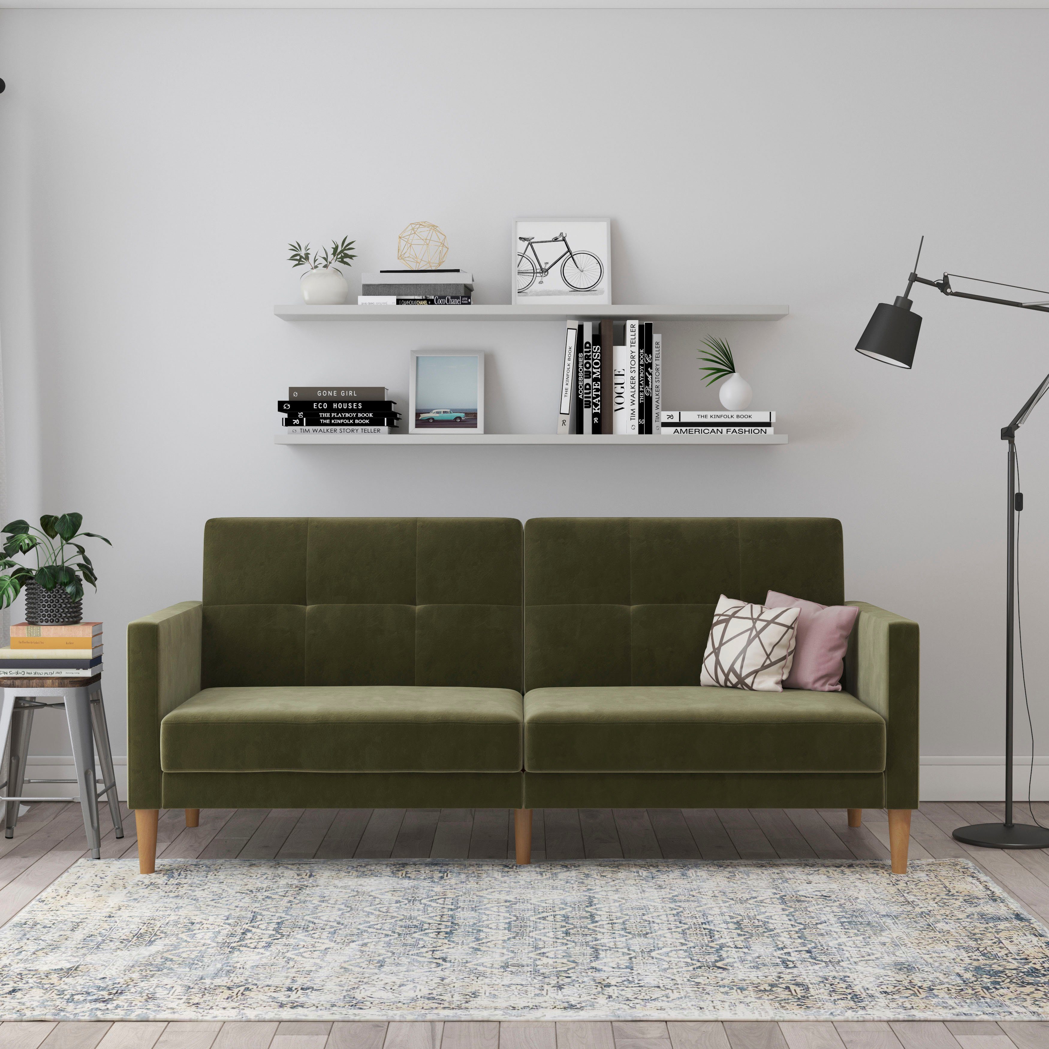 Dorel Home 3-Sitzer Lilly, Bett-Funktion, Rückenlehne 3-fach verstellbar, Sitzhöhe 43 cm