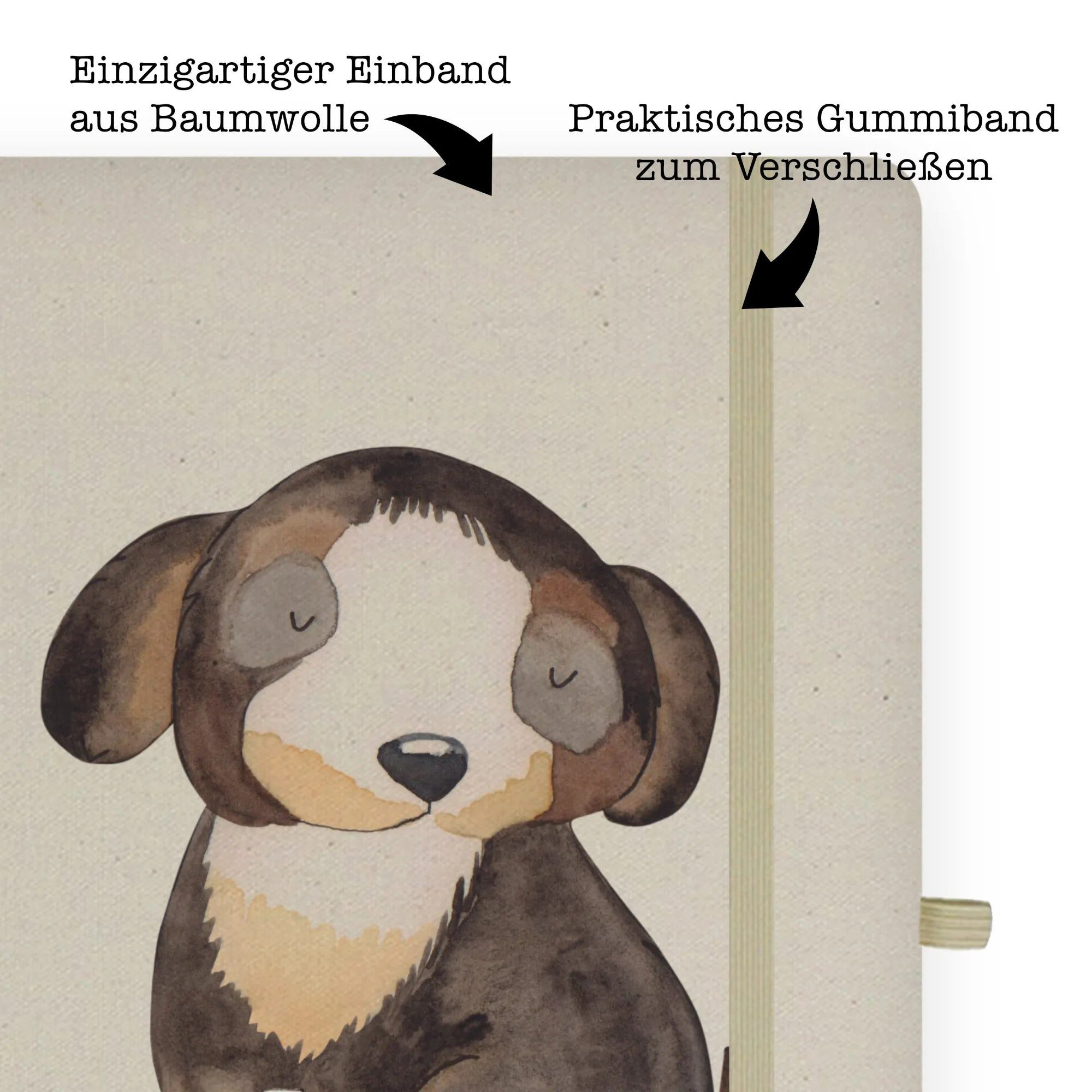 Thumbnail - Mr. & Mrs. Panda Notizbuch Hund Entspannen - Transparent - Geschenk, Stoff Notizbuch A4, entspan Mr. & Mrs. Panda, Langl...