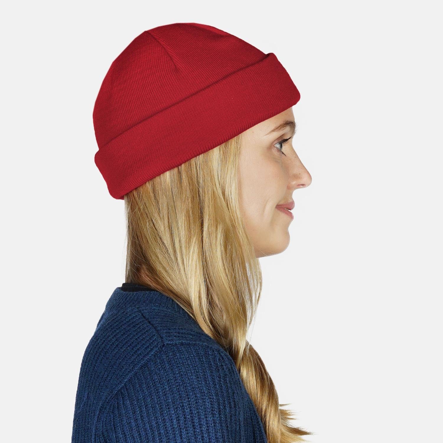 HANSEHELD Strickmütze Strickmütze Seebär Merino Dockermütze kurz flach