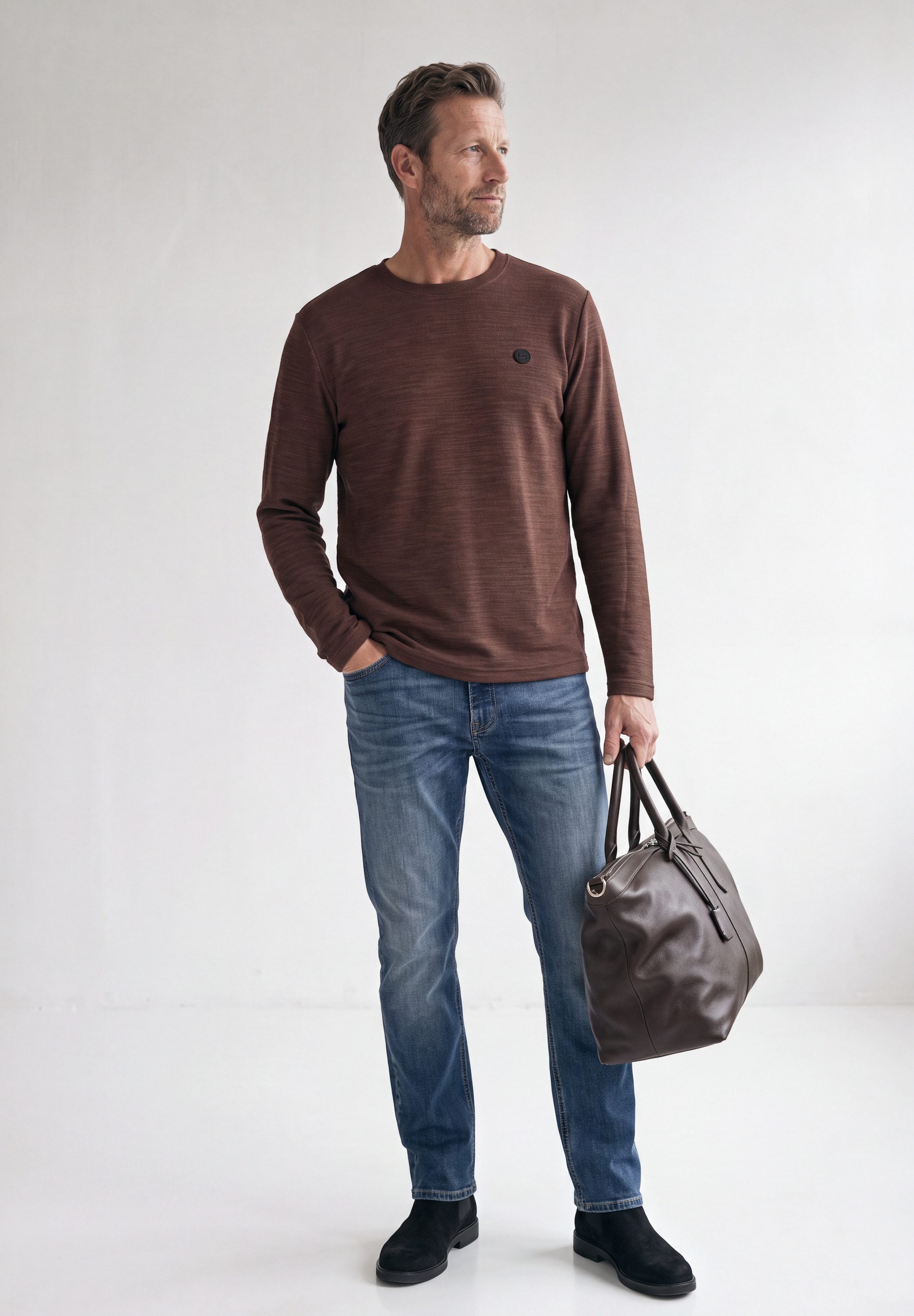 STREET ONE MEN Langarmshirt im soften Baumwoll-Mix – Bild 3 von 5