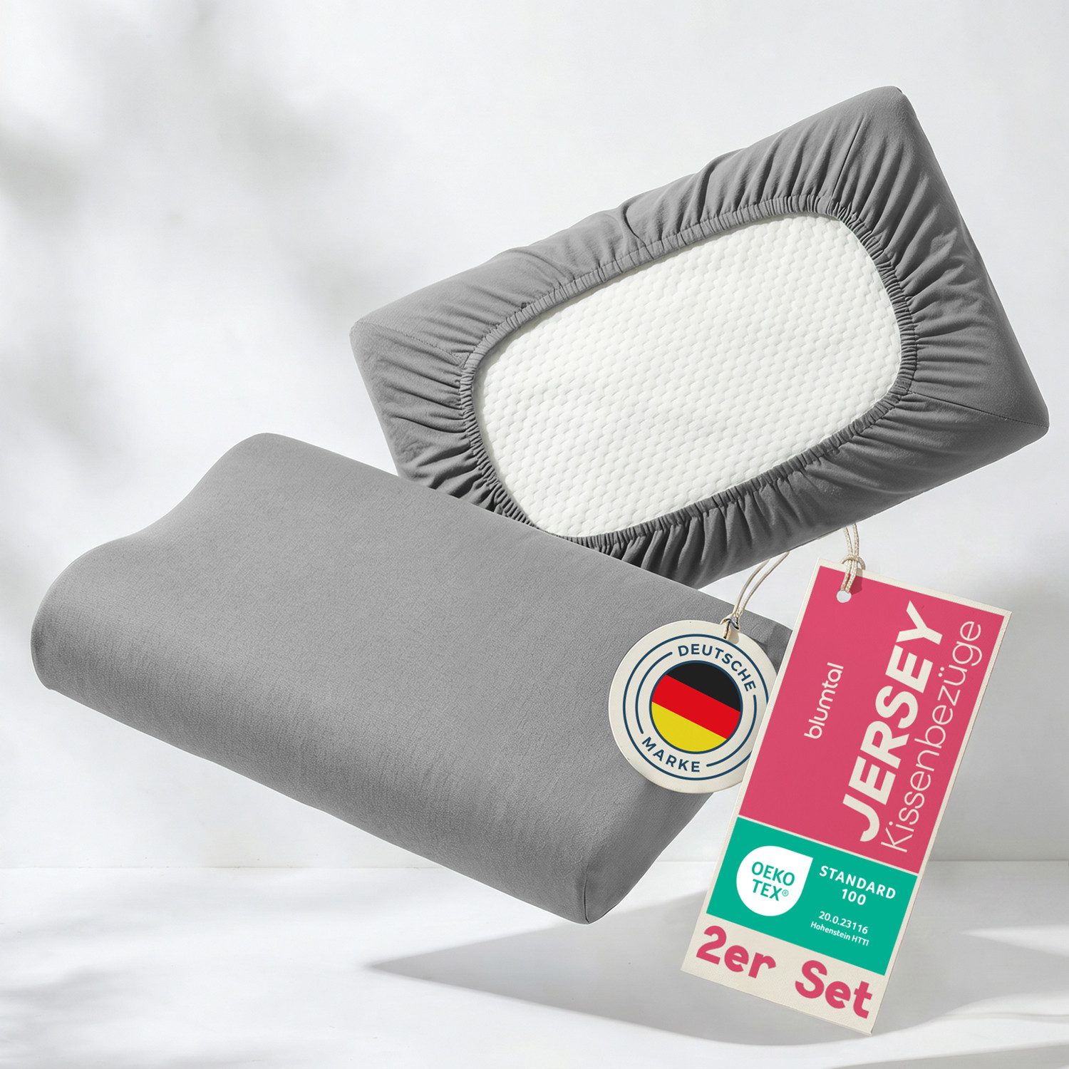 Blumtal Kissenbezug 2er Kissenbezug für Gesundheitskissen aus 95% Baumwolle + 5% Elasthan, (2 Stück), passend für 50-70 cm Breite, 30-45 cm Länge, 10-15 cm Höhe