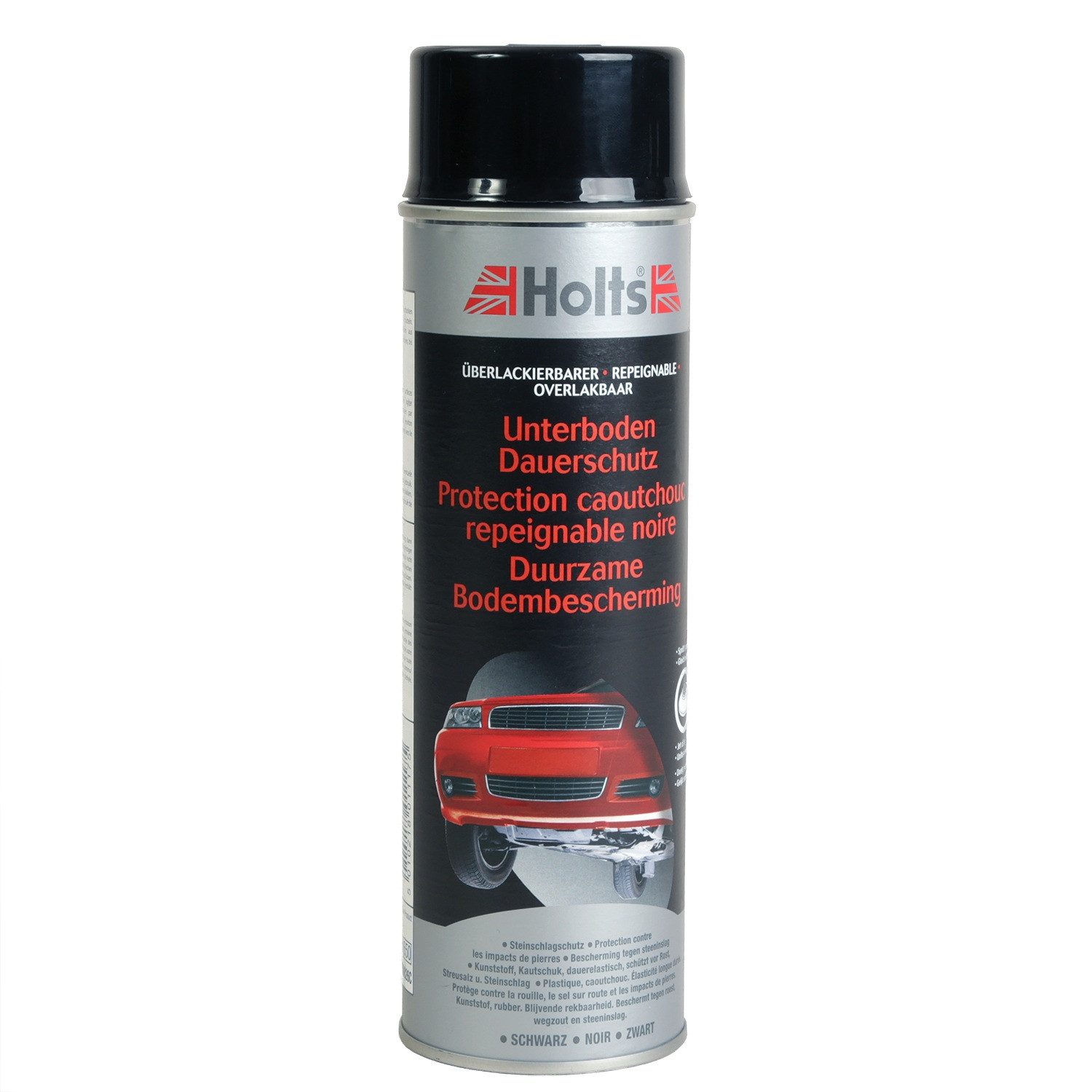 Holts Rostschutzgrundierung Unterbodenschutz 500ml Spray-Dose Kautschuk, Packung, 500ml, Schwarz Korrosionsschutz Dauerschutz Steinschlagschutz für Auto PKW