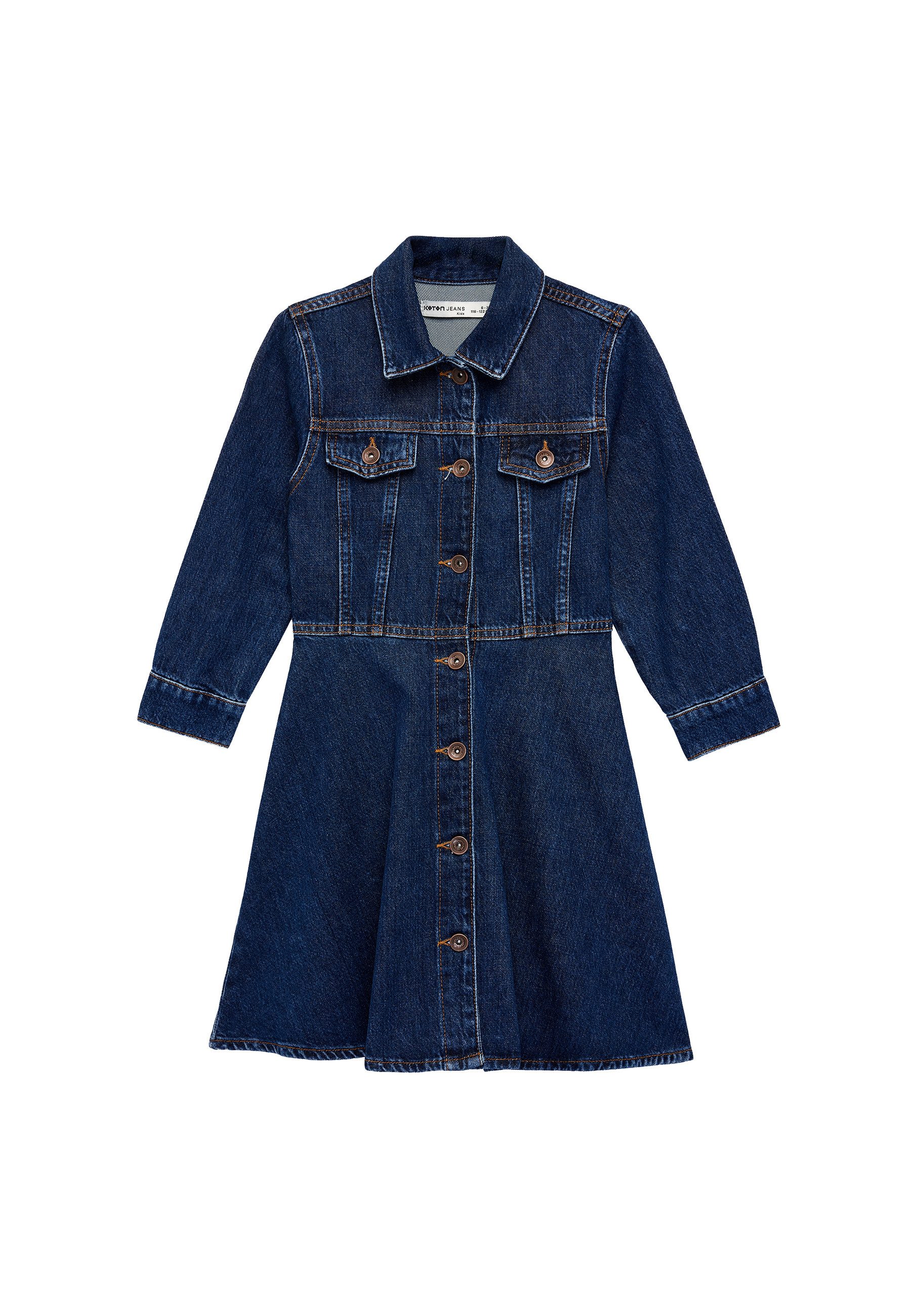 Koton Midikleid Koton Baumwoll-Denim-Kleid Midi-Länge