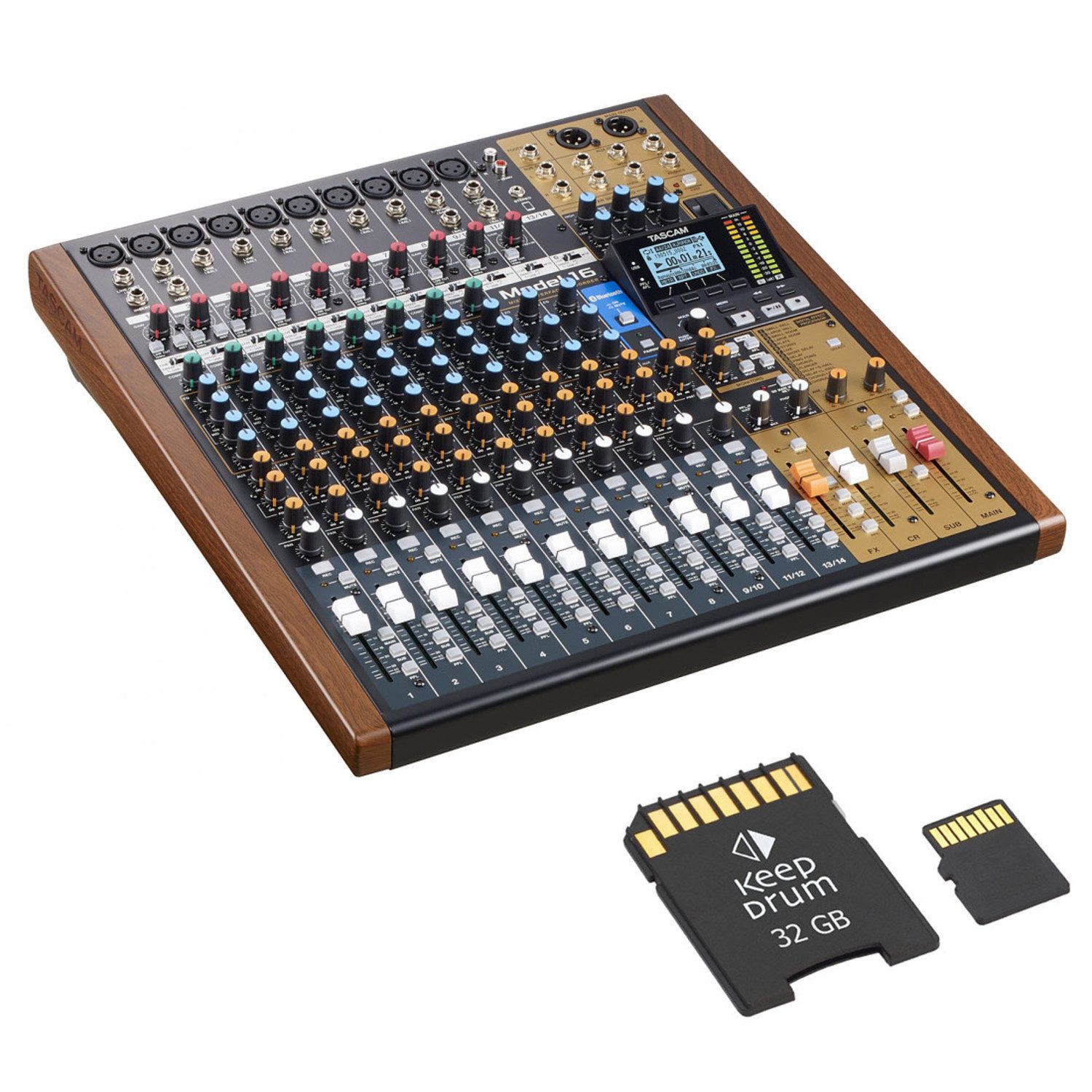 Tascam Tascam Model 16 Mischpult mit Speicherkarte 32GB Digitales Aufnahmegerät (Mischpult mit Audio-Interface)