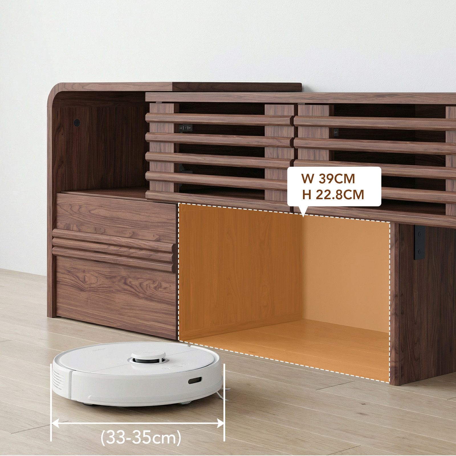 eGenuss Lowboard TV Lowboard ausziehbar mit Stauraum & Lamellentüren