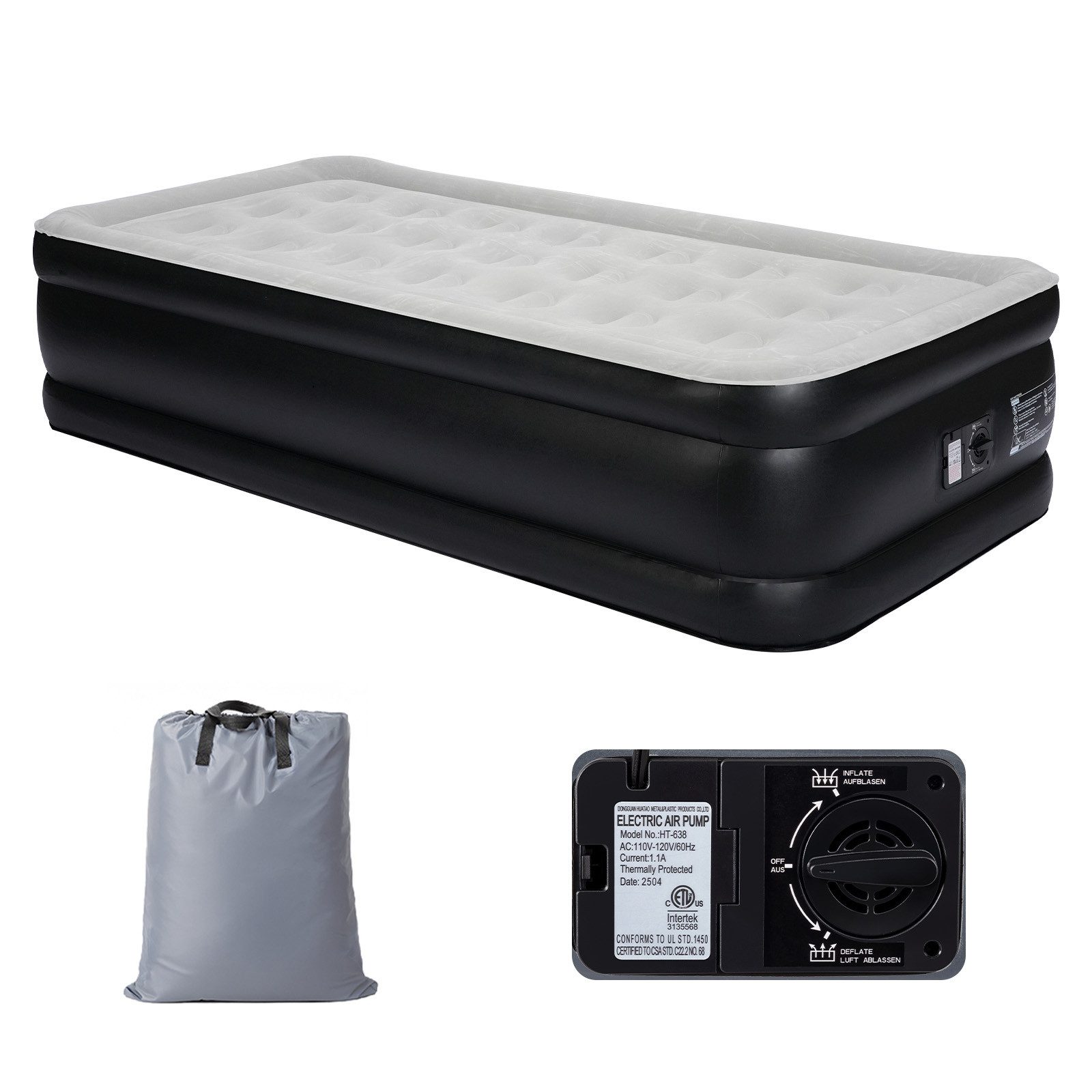 LALAHO Luftmatratze mit eingebauter Pumpe,Isomatte Camping Outdoor,190 x 99 x 45CM, Einzel-Luftbett, selbstaufblasend, wasserdicht, inkl. Pumpe, Tasche