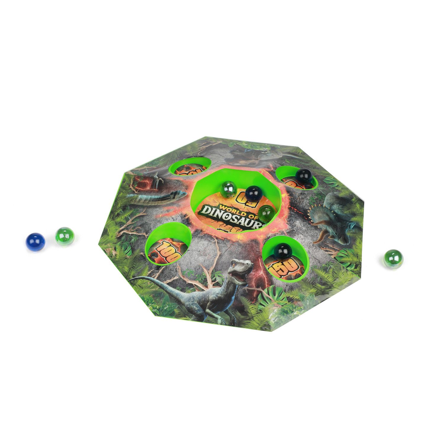Spiel Dinosaurier Vulkan Murmelspiel mit 10 Murmeln