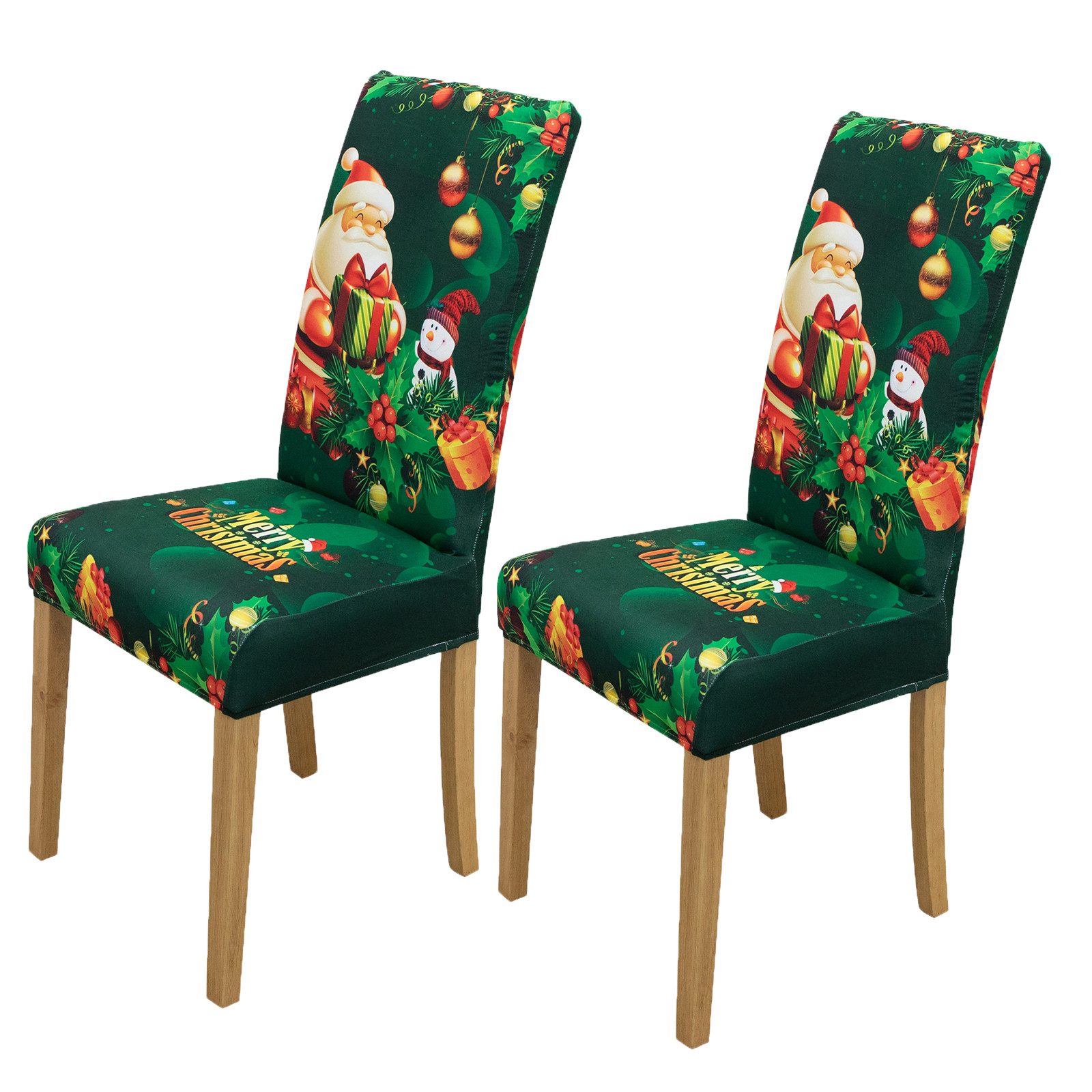 BTTO Stuhlhusse Stuhlhuss Weihnachtsstuhlbezug Sitzbezug Stretch Stuhlbezug, Elastische Milchseidenstoff Stretch Husse