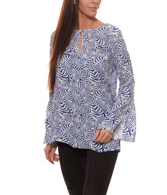 GUIDO MARIA KRETSCHMER Blusentop GUIDO MARIA KRETSCHMER Long-Bluse hüftlanges Damen Designer-Shirt Sommer-Bluse mit Allover-Print Weiß