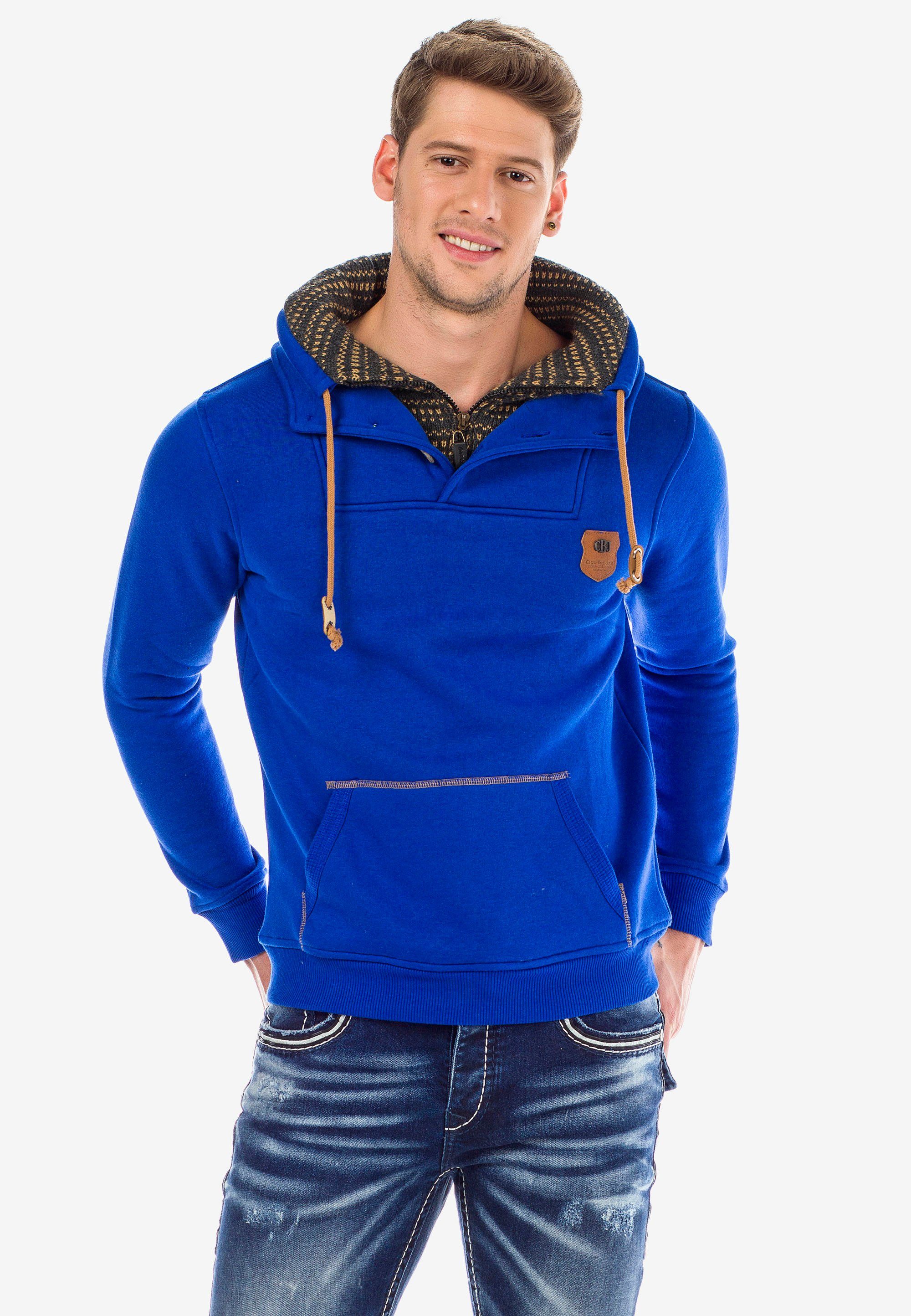 Cipo & Baxx Sweatshirt mit Doppelte Kragen blau-blau