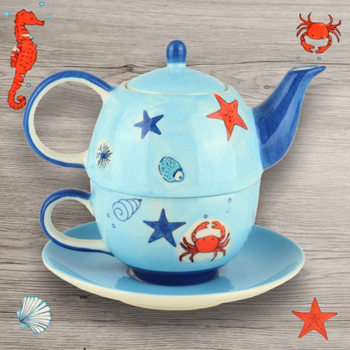 Mila Teekanne Mila Keramik Tee-Set Tea for One Save the Ocean, 0,4 l, (Set, Tee-Set)