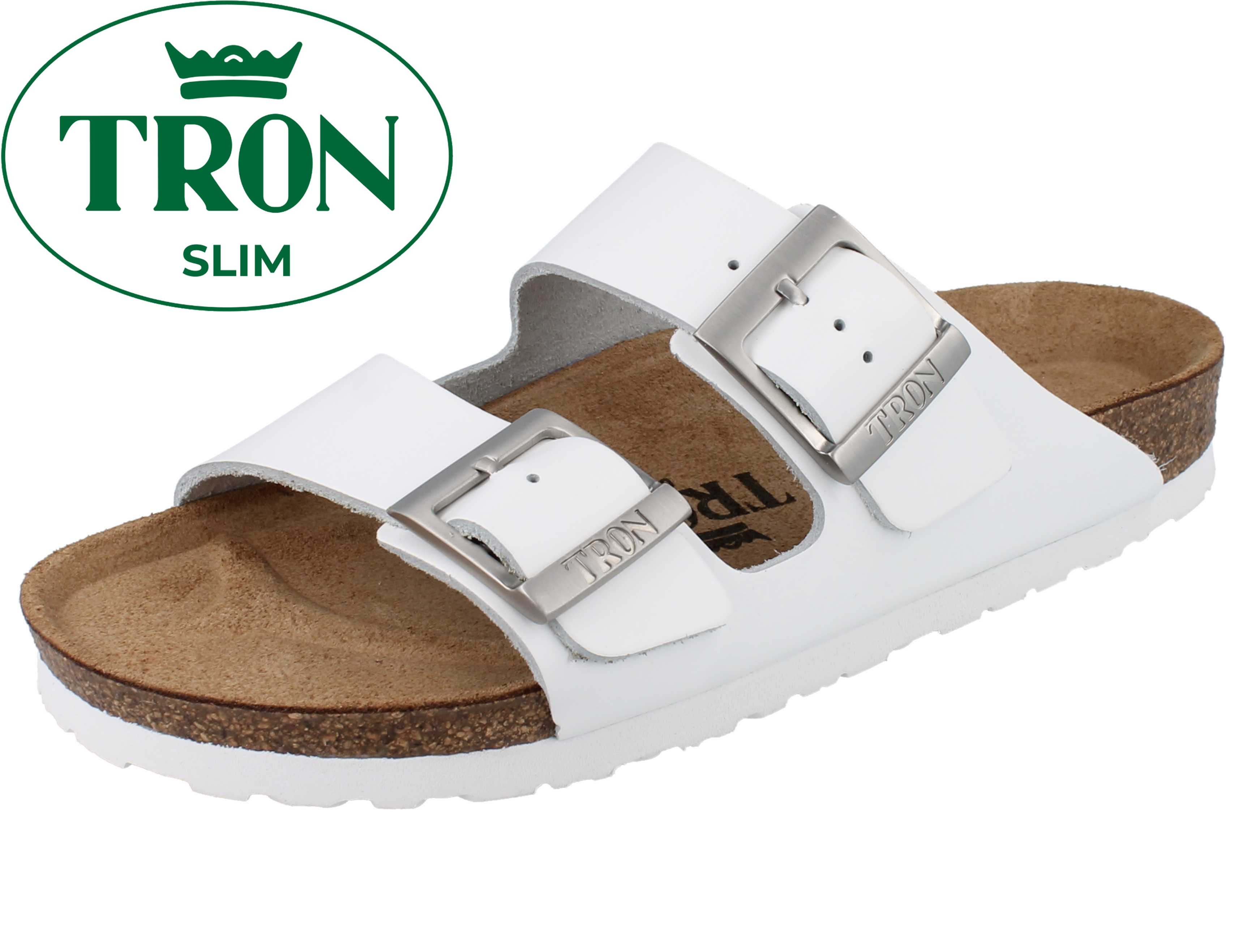 Tron TRON Pampelonne slim Damen Tieffußbett Pantolette weiss Glattleder - Pantolette Atmungsaktiv
