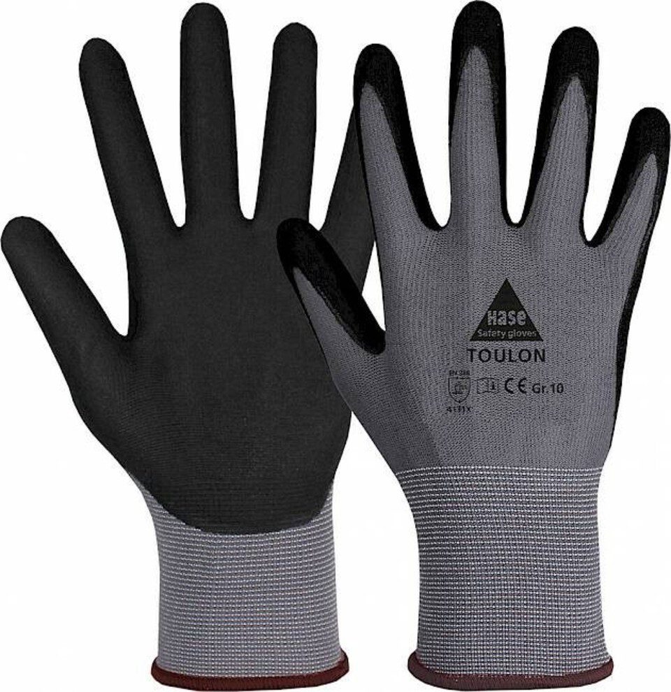 Nitril-Handschuhe Montagehandschuh Toulon Nylonfeinstrick mit Nitrilschaum