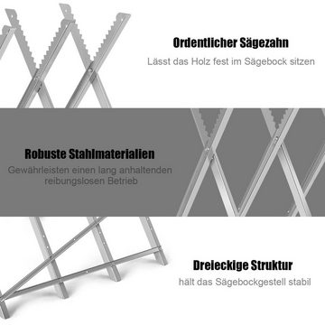 COSTWAY Sägebock, 100 kg max. Belastbarkeit, mit Sägezähnen, tragbar, Stahl