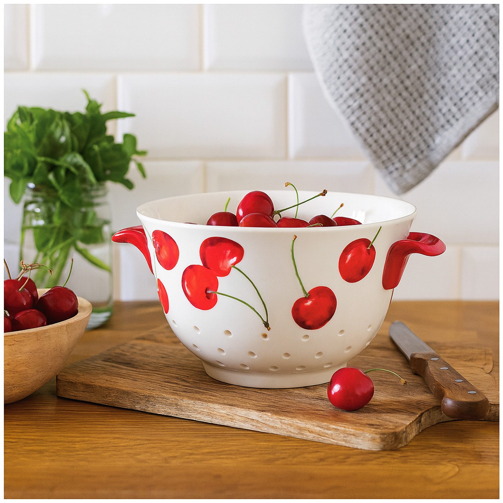 Neuetischkultur Küchensieb Küchensieb Keramik Cherry, Keramik, (Stück, 1-St., 1 Sieb), Seiher