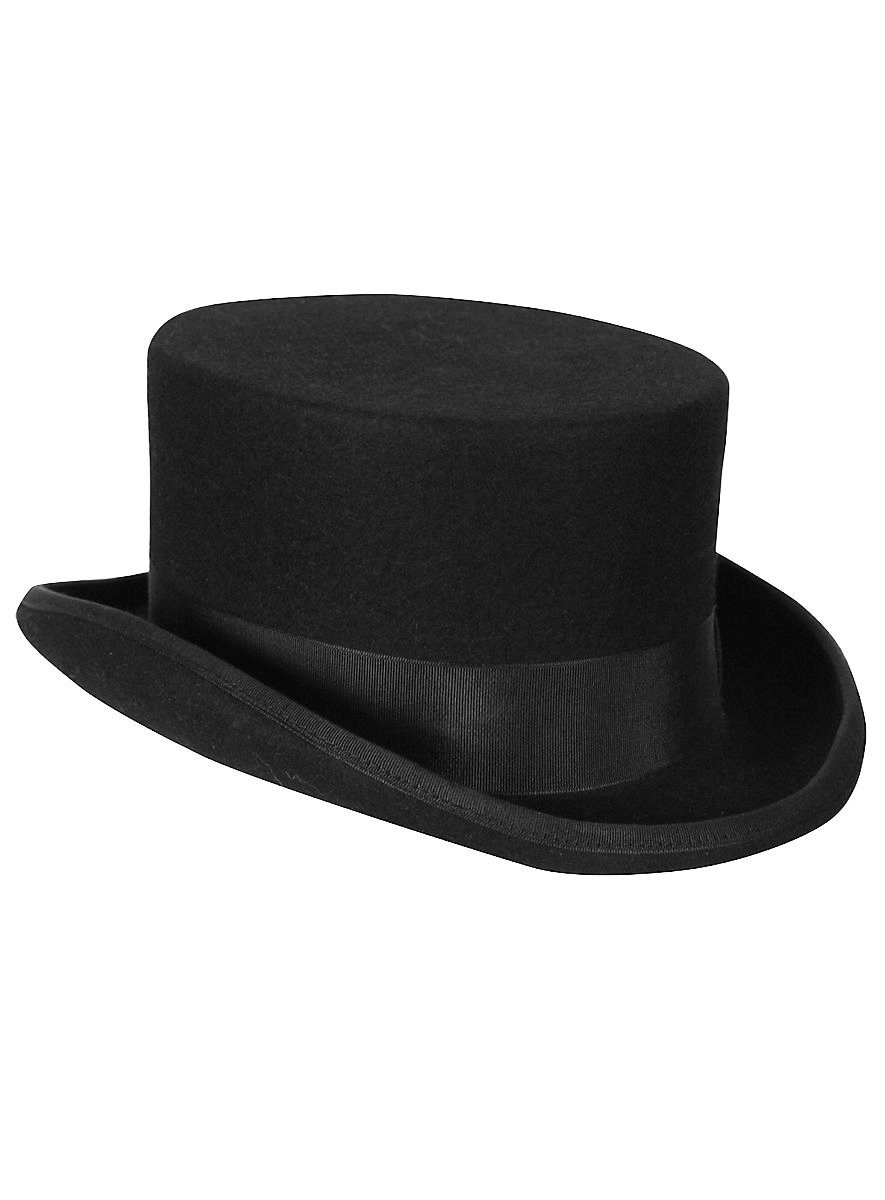 thetru Kostüm Flacher Damenzylinder aus echter Wolle schwarz, Eleganter Damenhut für einen gediegenen Ausritt oder feine Gesellscha
