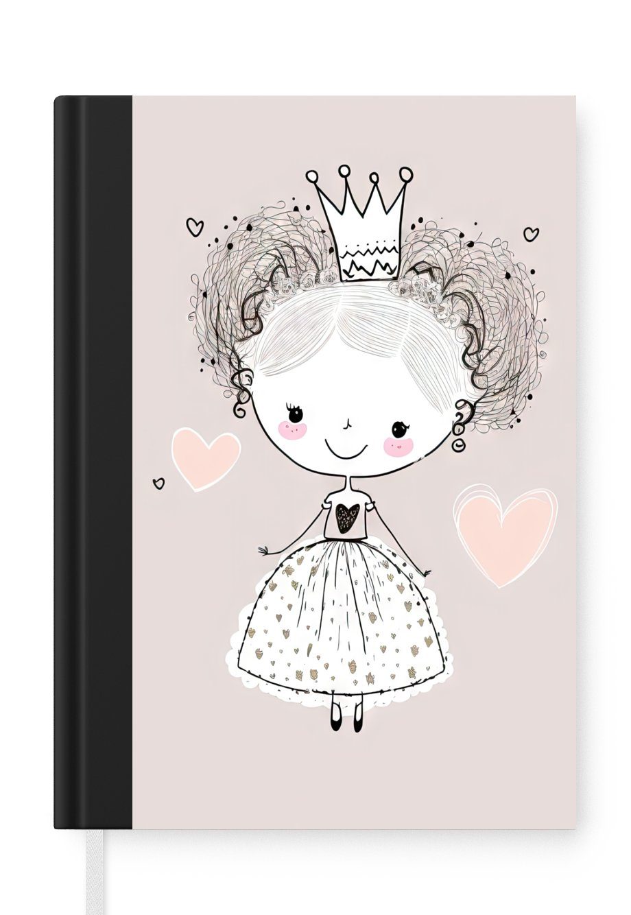 MuchoWow Notizbuch Prinzessin - Kinder - Mädchen - Krone - Kleid, Journal, Merkzettel, Tagebuch, Notizheft, A5, 98 Seiten, Haushaltsbuch