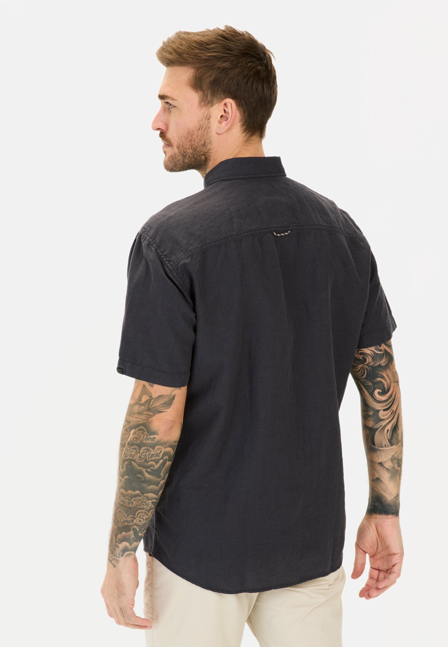 camel active Kurzarmhemd aus einem Baumwoll-Leinenmix Kurzarm Button-Down B günstig online kaufen