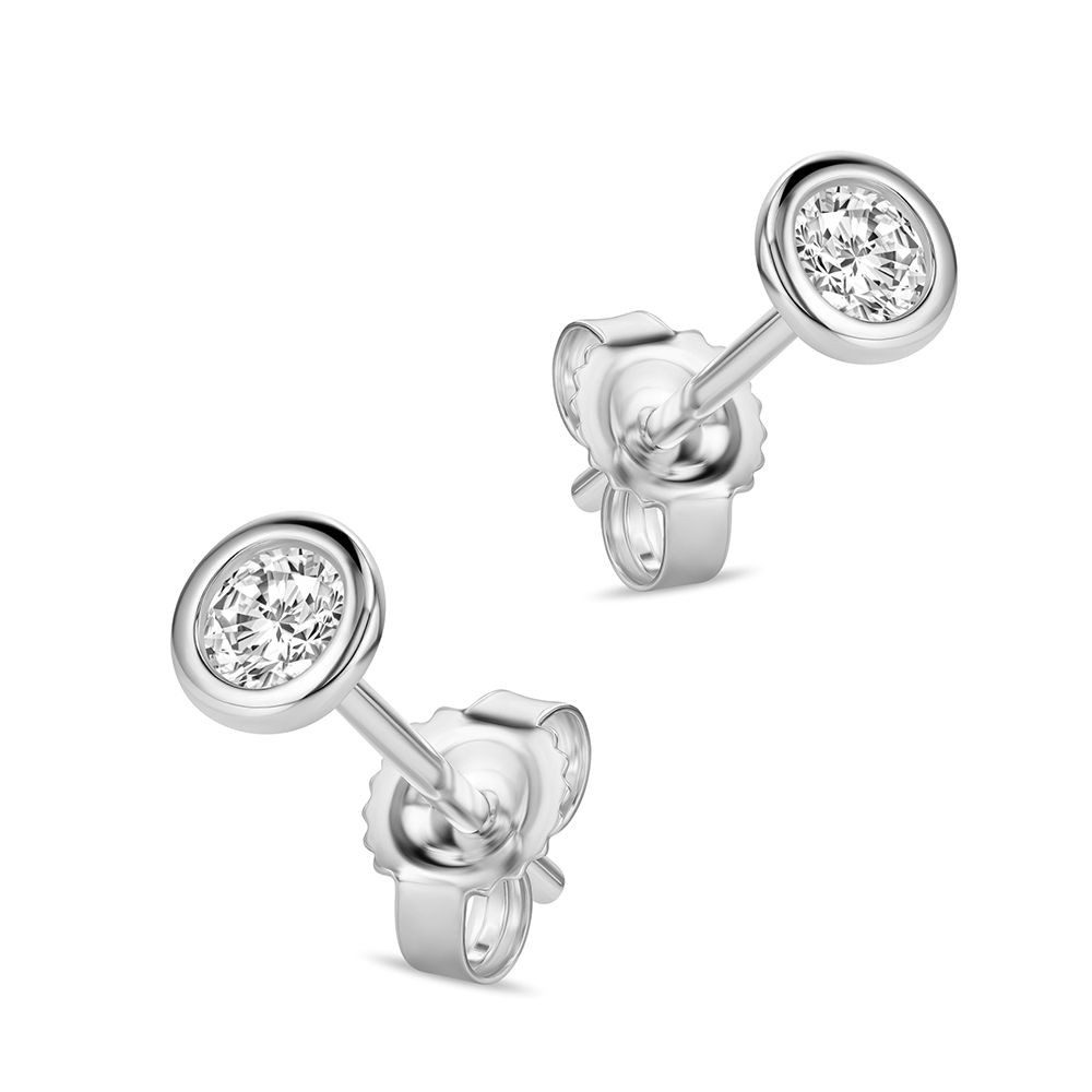 Miore Paar Ohrstecker Damen 9K (375) Weißgold mit Diamanten 0,10 ct, 0,15 ct oder 0,25 ct, in 3 x 3mm, 4 x 4 mm oder 4,5 x 4,5 mm