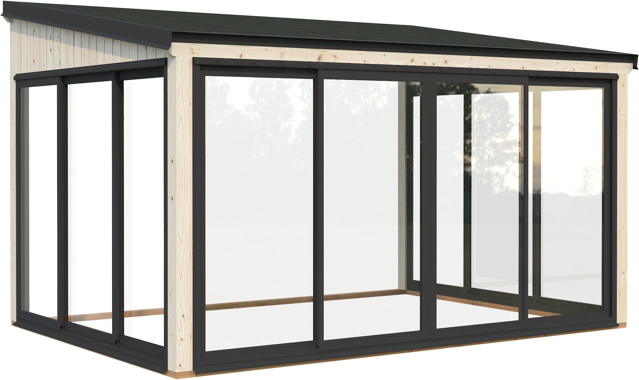 Palmako Holzpavillon Lumi 11,6 m² Slide Plus, (Set), BxTxH: 430x302x273 cm