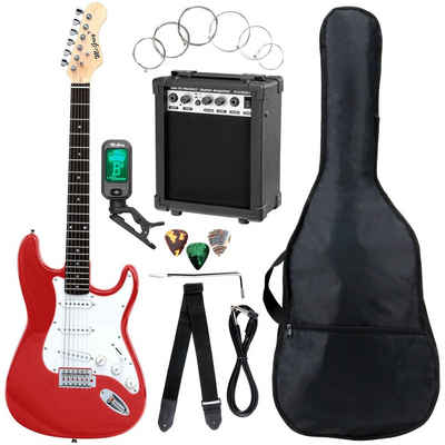 McGrey E-Gitarre Rockit elektrische Gitarre, ST-Style, Komplettset 4/4, 8-St., inkl. Verstärker, Tasche, Stimmgerät, Plektren, Gurt und Kabel, 10 Watt (RMS) Гитарыverstärker inklusive!