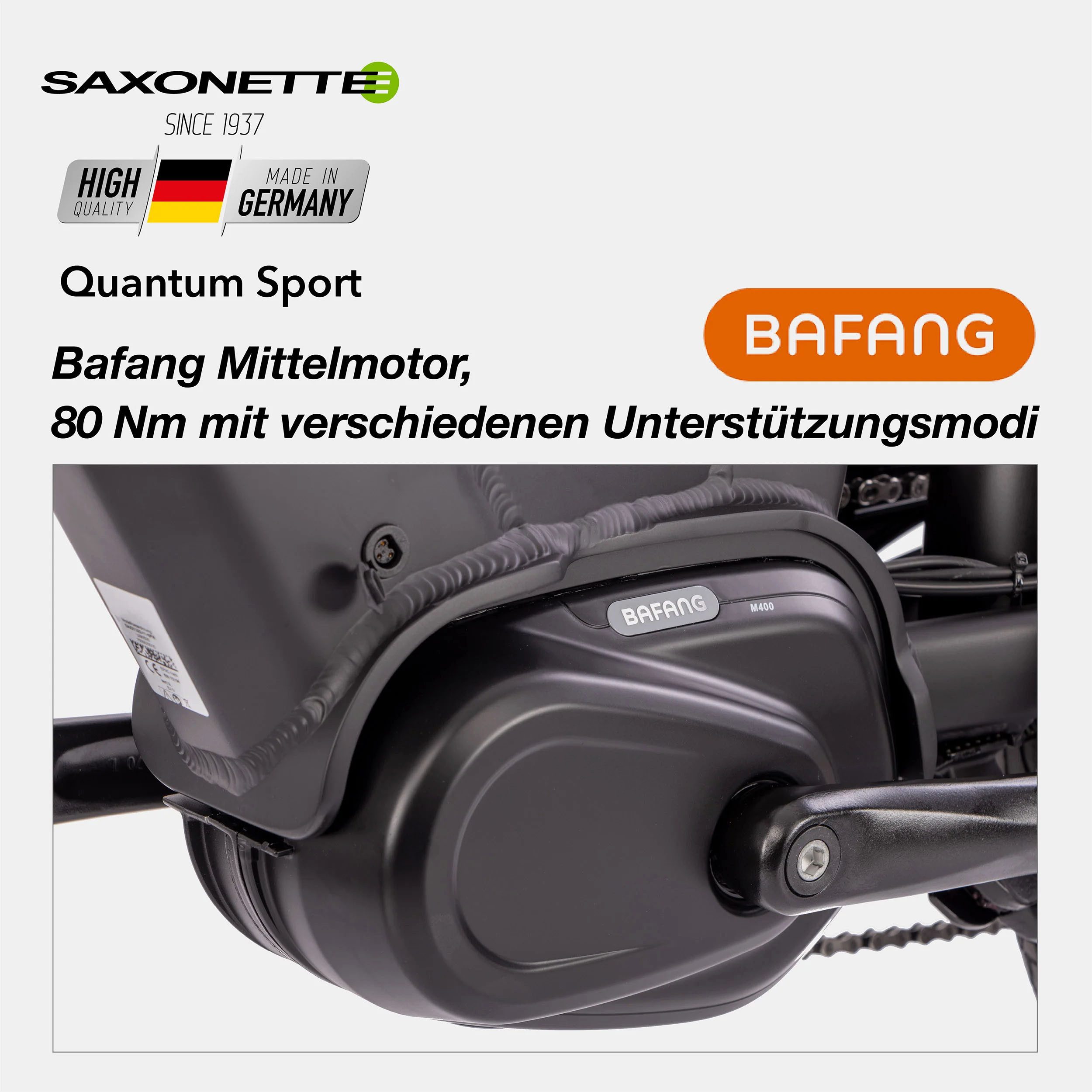 SAXONETTE E-Bike Trekkingrad Quantum Sport, 10 Gang Shimano, Kettenschaltung, Mittelmotor, 540 Wh, Pedelec, Elektrofahrrad für Damen u. Herren – Bild 4 von 5