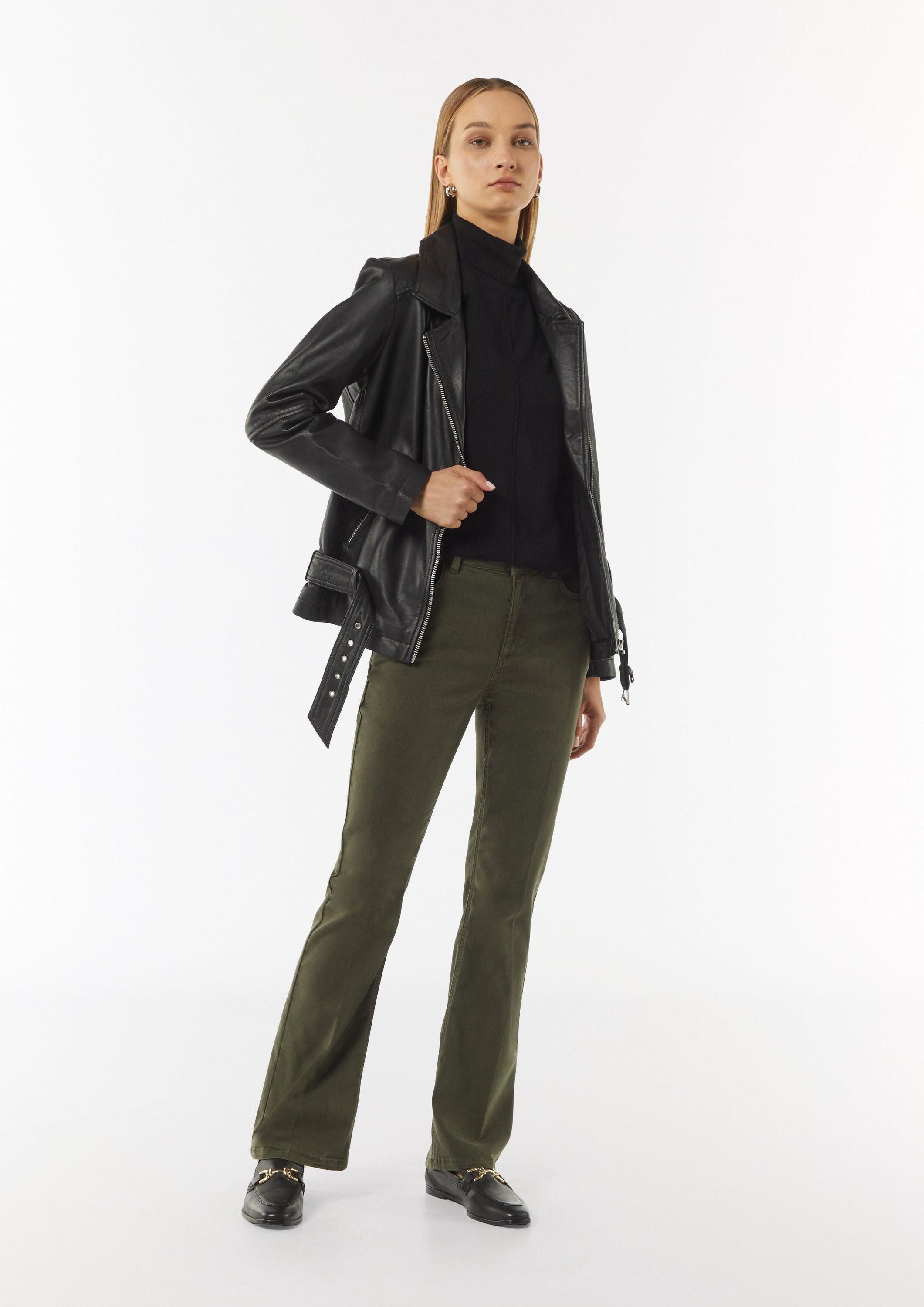 comma Longpullover Strickpullover Rollkragenpullover mit Biesen und Rippdetails