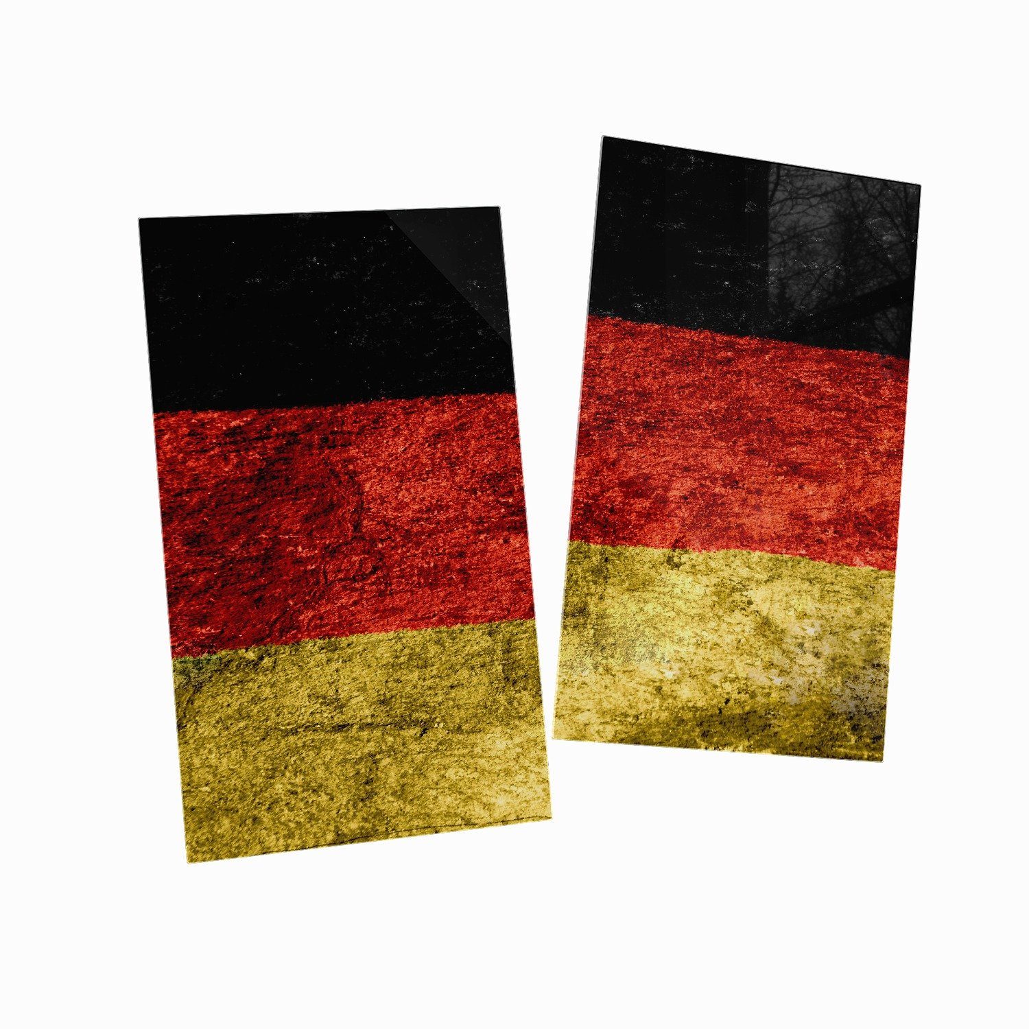 inkl. verschiedene 5mm Deutschland-Fahne 2 Wallario in tlg., Größen gold, Noppen), ESG-Sicherheitsglas, Herd-Abdeckplatte (Glasplatte, schwarz rot Verwitterte