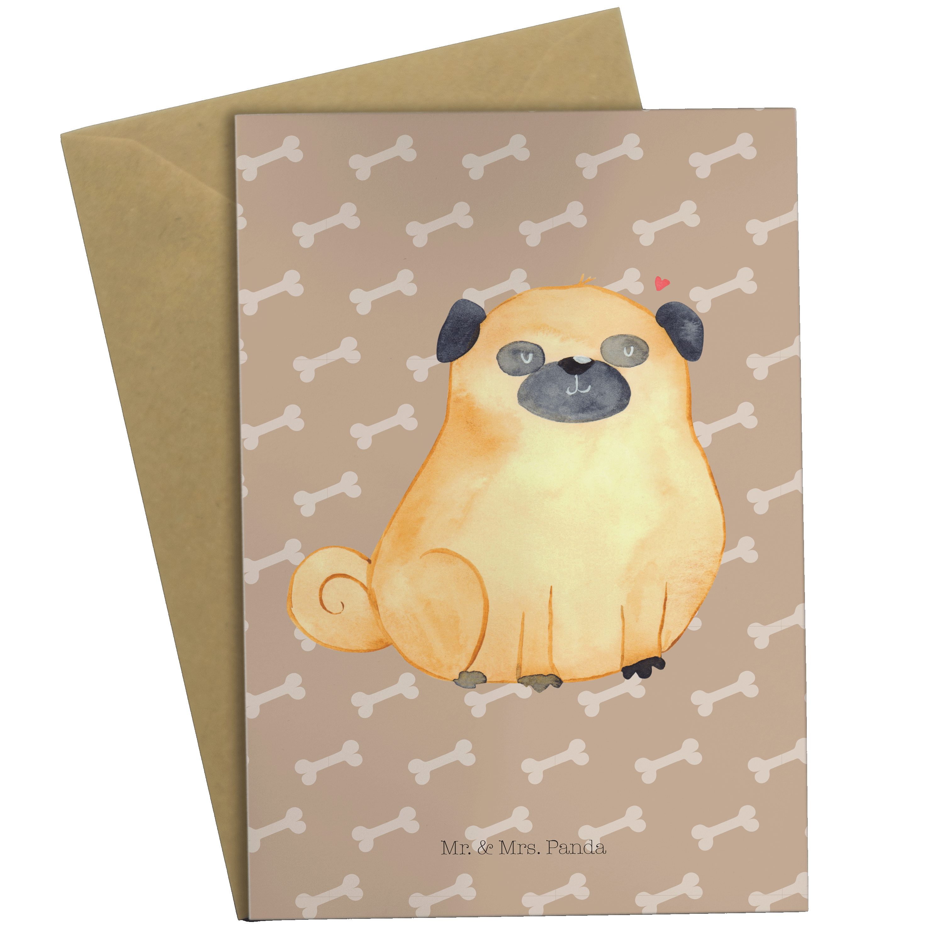 Mr. & Mrs. Panda Grußkarte Mops - Hundeglück - Geschenk, Karte, Geburtstagskarte, Tierliebhaber