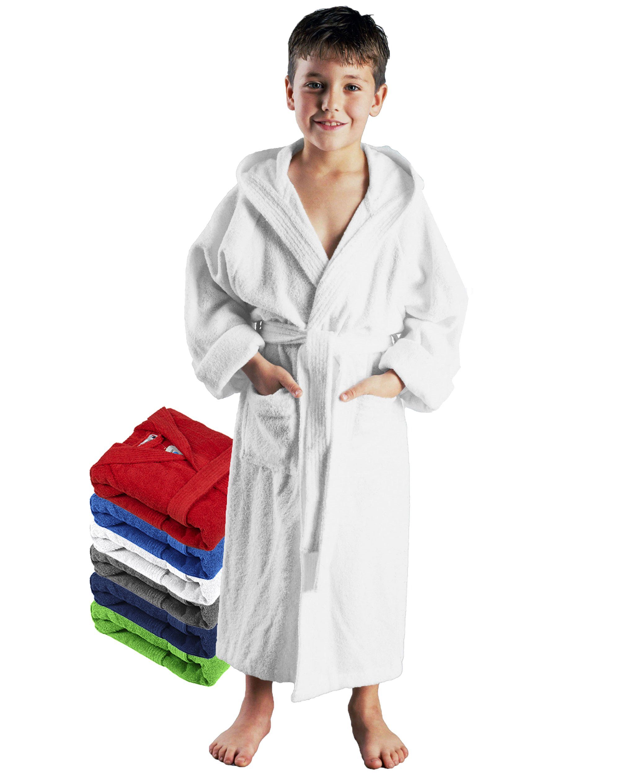 Arus Kinderbademantel für Jungen und Mädchen, mit Kapuze, in vielen Farben erhältlich, 100% Baumwolle, Kapuze, Gürtel, mit zwei Taschen, farbenfroh – Bild 2 von 5