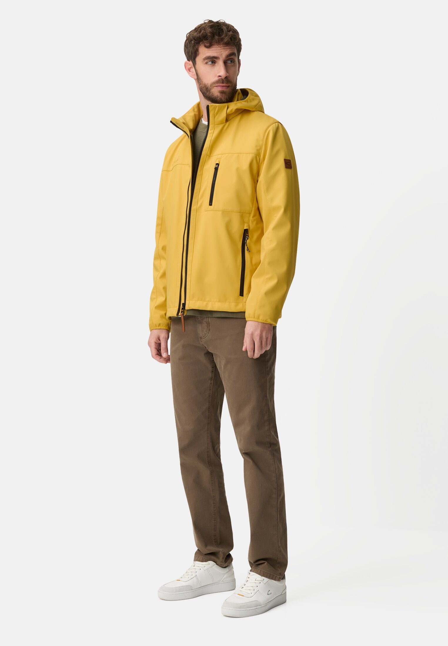 camel active Softshelljacke mit abnehmbarer Kapuze Langarm Reflektierende Details