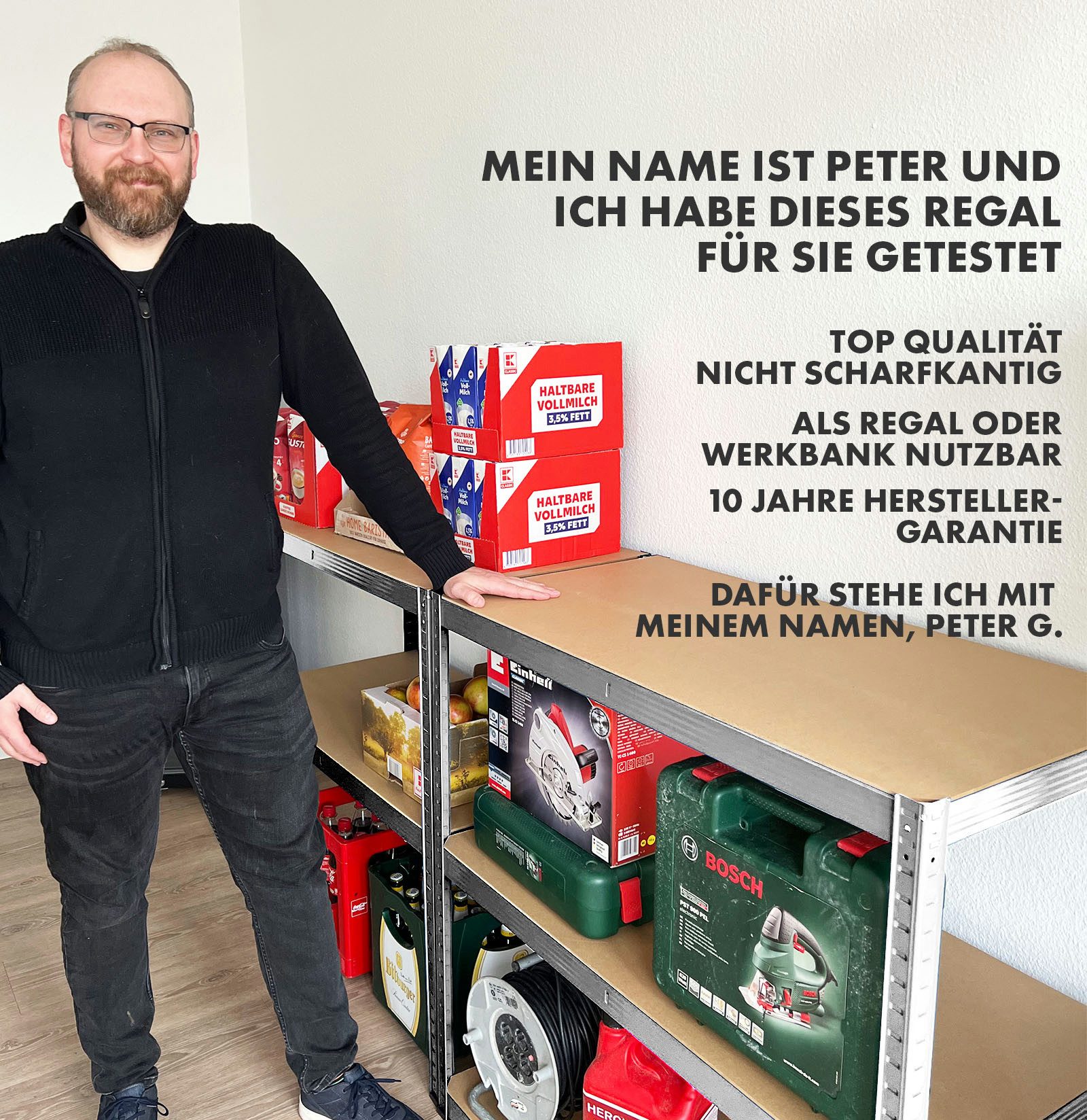 Karat Schwerlastregal Lakota aus Stahl, Belastbar bis 875kg, Aufbau ohne Werkzeug, 5 Böden, Spar-Set 2-tlg., Witterungsbeständig, In- & Outdoor, höhenverstellba – Bild 5 von 5