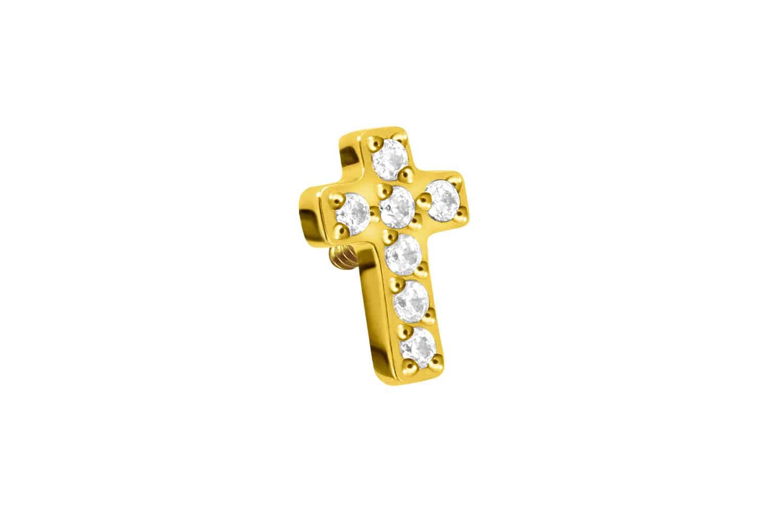 Piercing-Set Titan Schraubaufsatz mit Außengewinde KRISTALLKREUZ