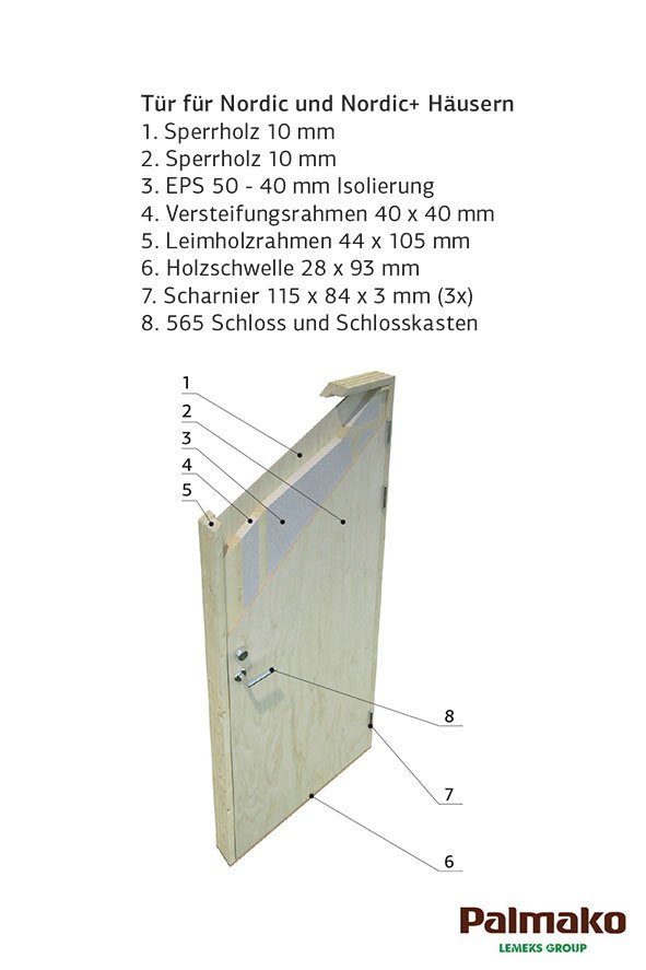 Palmako 603x622x337 Andre, BxTxH: Garage cm, mit Sektionaltor, naturbelassen