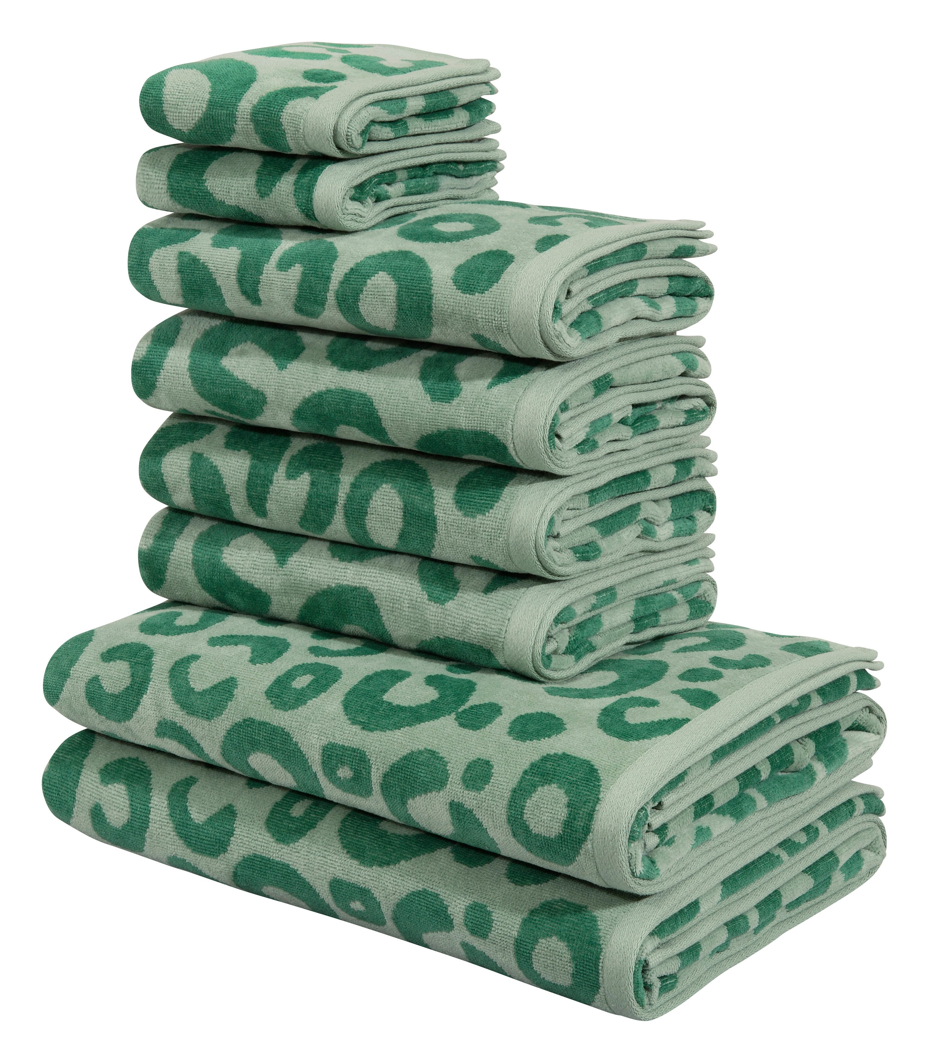 OTTO home Handtuch Set Anna Leopardenmuster, 8-tlg Handtuch-Set, 100% Baumwolle, Frottiervelours (Set, 8-St), Duschtücher, Handtücher und Gästetücher, weich, modern, Animal Print