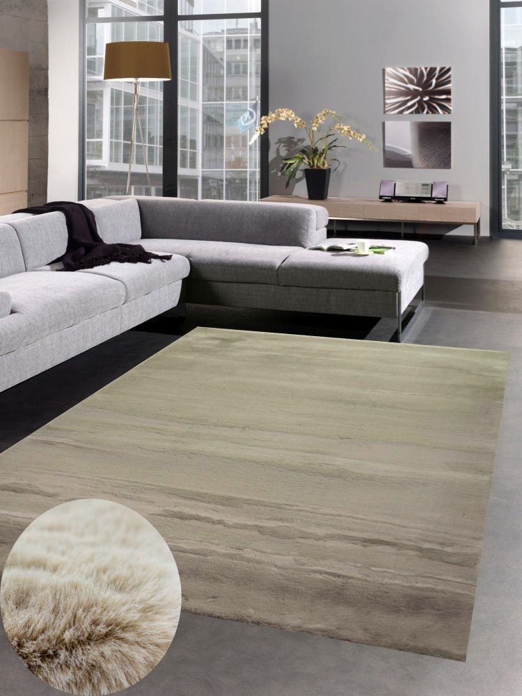 Carpetia Hochflor-Teppich Teppich Rabbit Kunstfell Hochflorteppich Faux Fur beige hellbraun, rund, Höhe: 30 mm