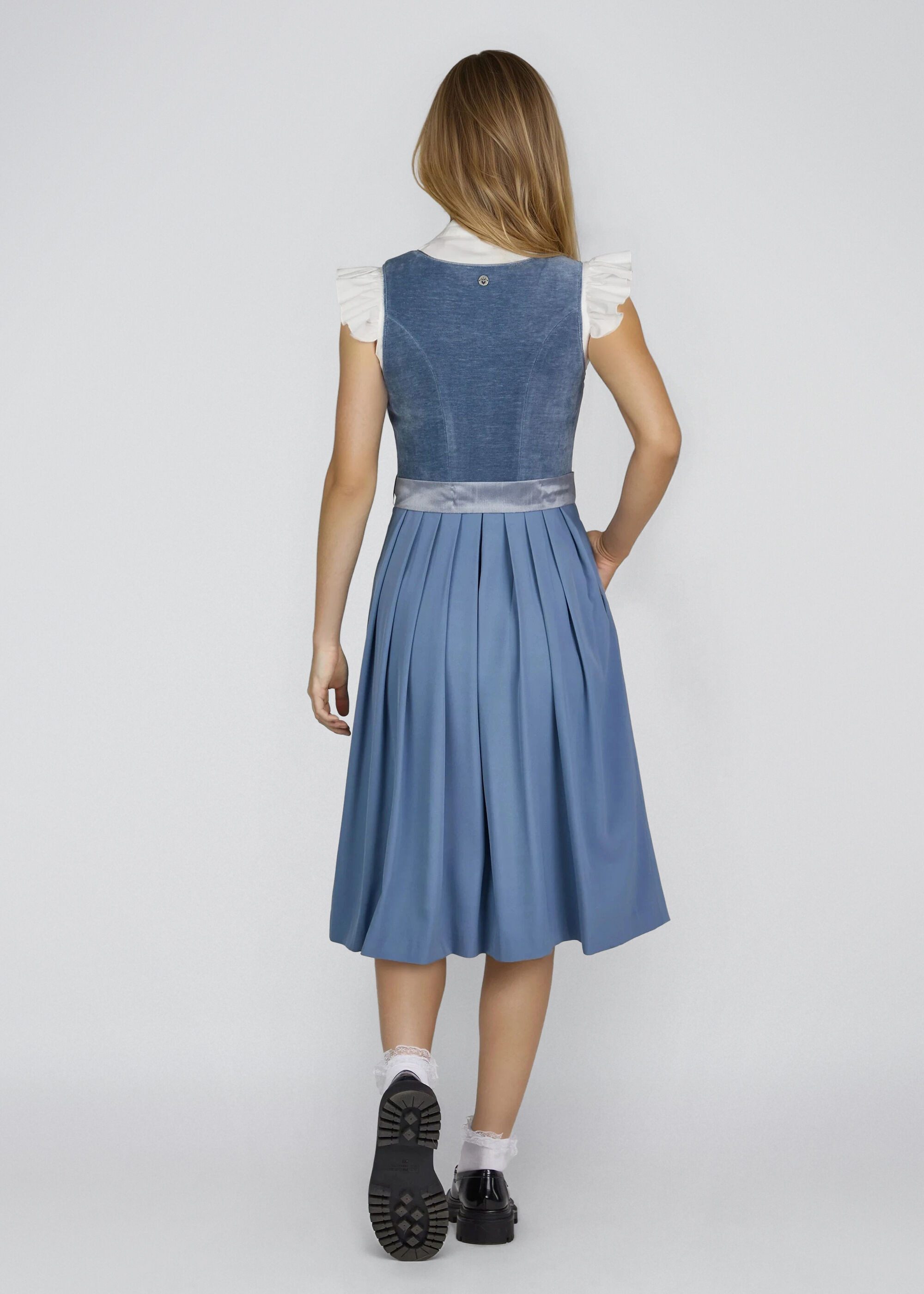 Spieth & Wensky Dirndl Havard leicht gerippter Oberteil, Reißverschluss Vorne