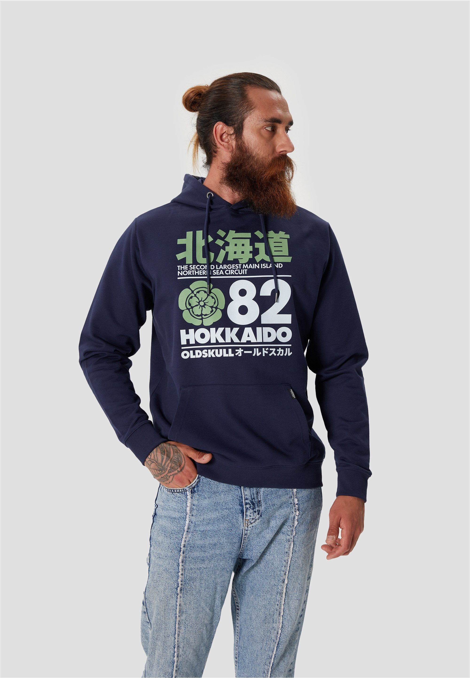 Oldskull Kapuzensweatshirt Retro Japan Island (1-tlg) mit coolem Hokkaido ´82-Print