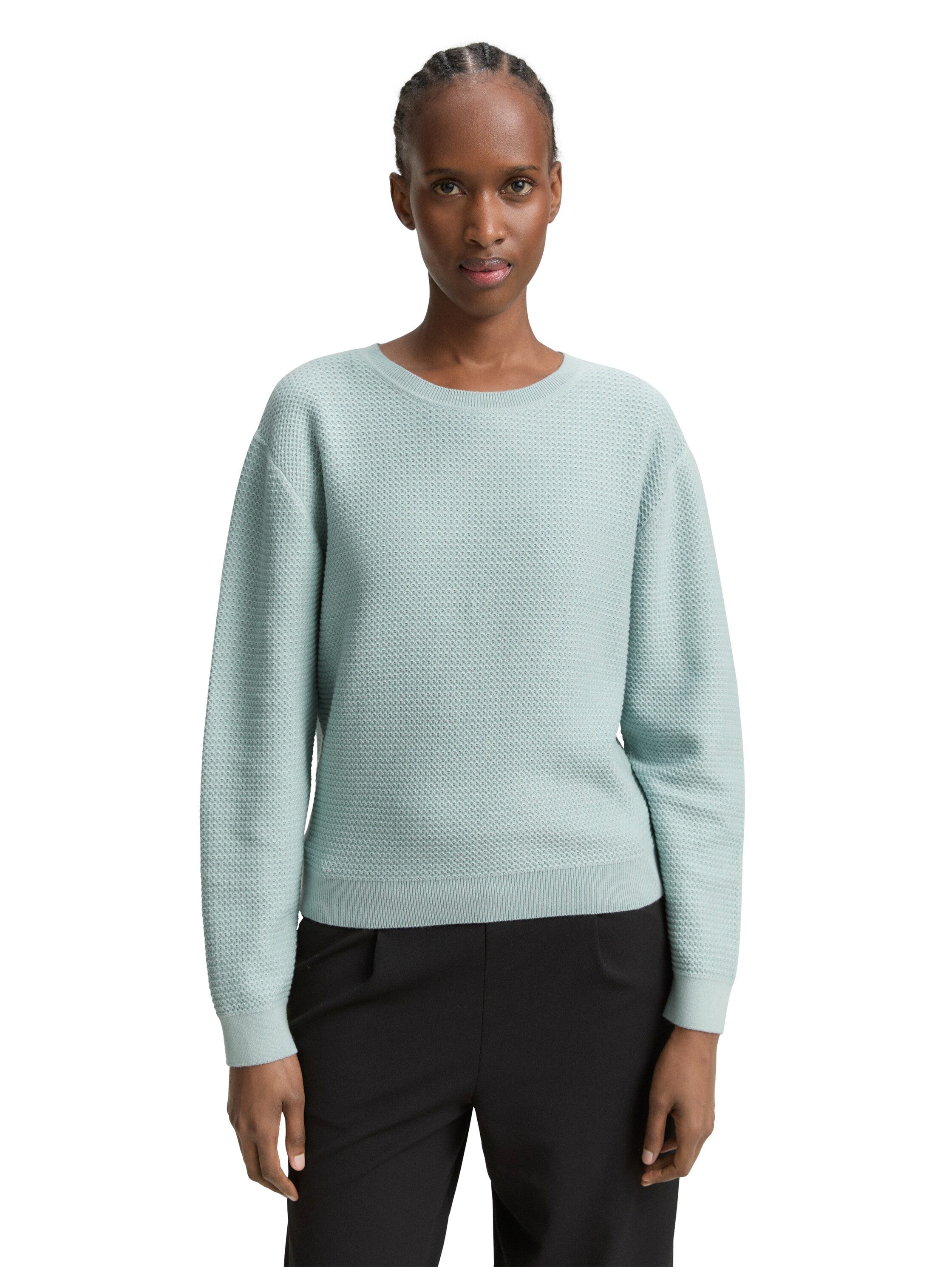 TOM TAILOR Denim Strickpullover mit Rippbündchen günstig online kaufen