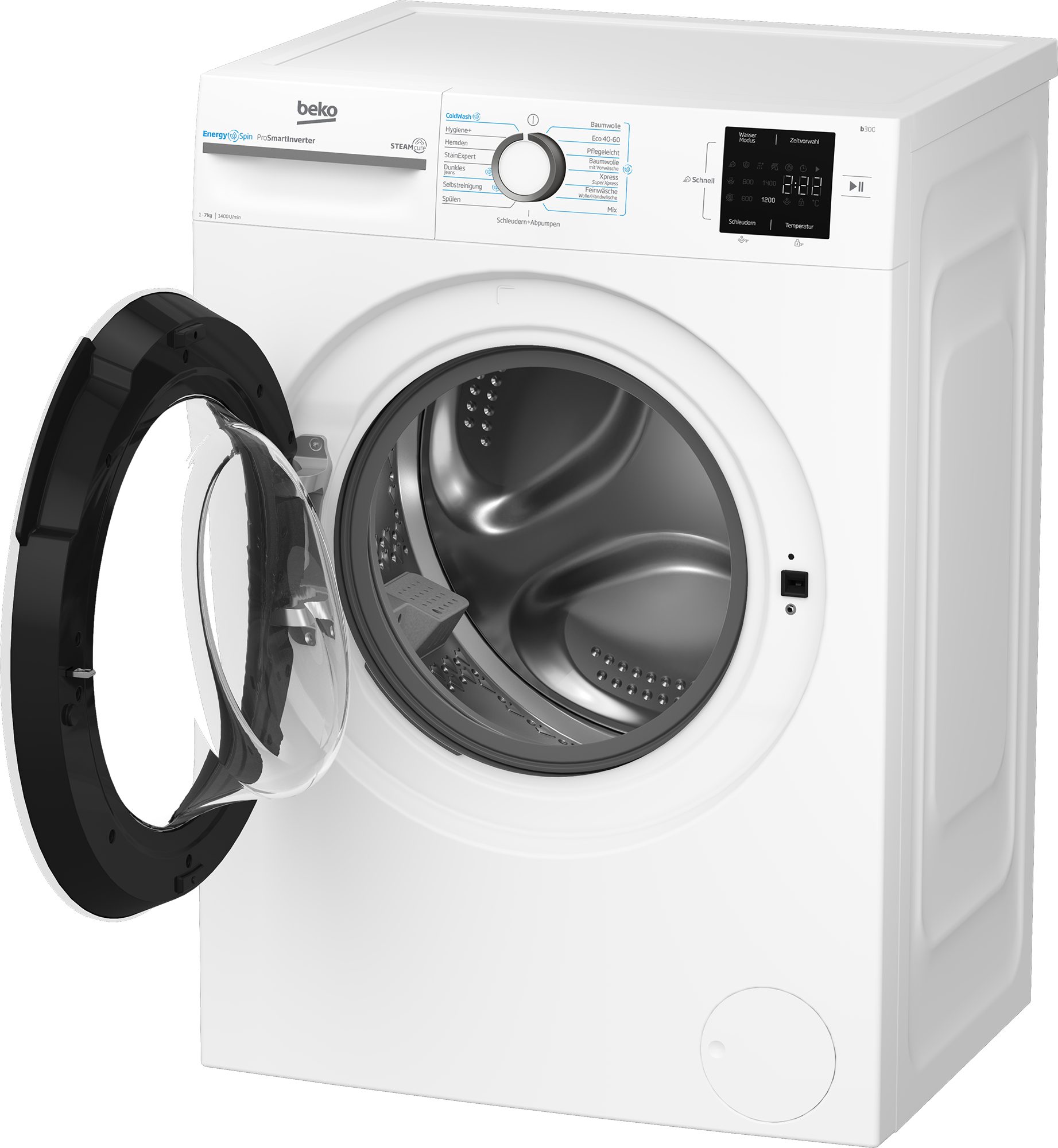BEKO Waschmaschine BM3WFU3741W, 7 kg, 1400 U/min, EnergySpin‑Technologie – spart Energie außerhalb des Eco‑Programms