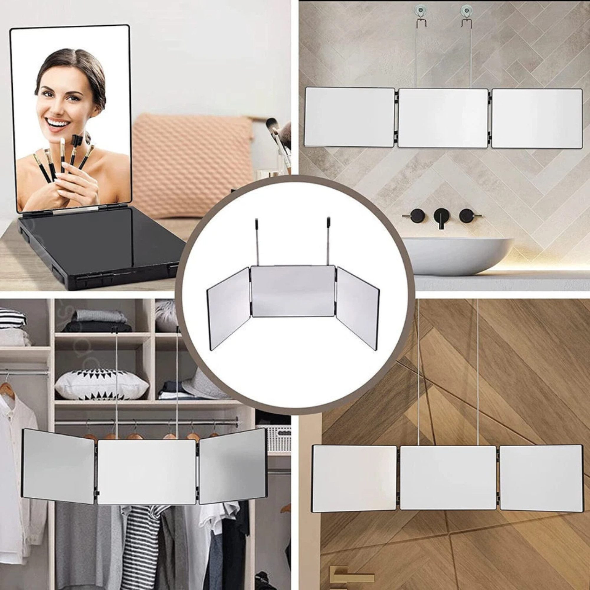 Vivitar Kosmetikspiegel 360° 3-Wege-Spiegel mit Höhenverstellbarem Haken, T günstig online kaufen