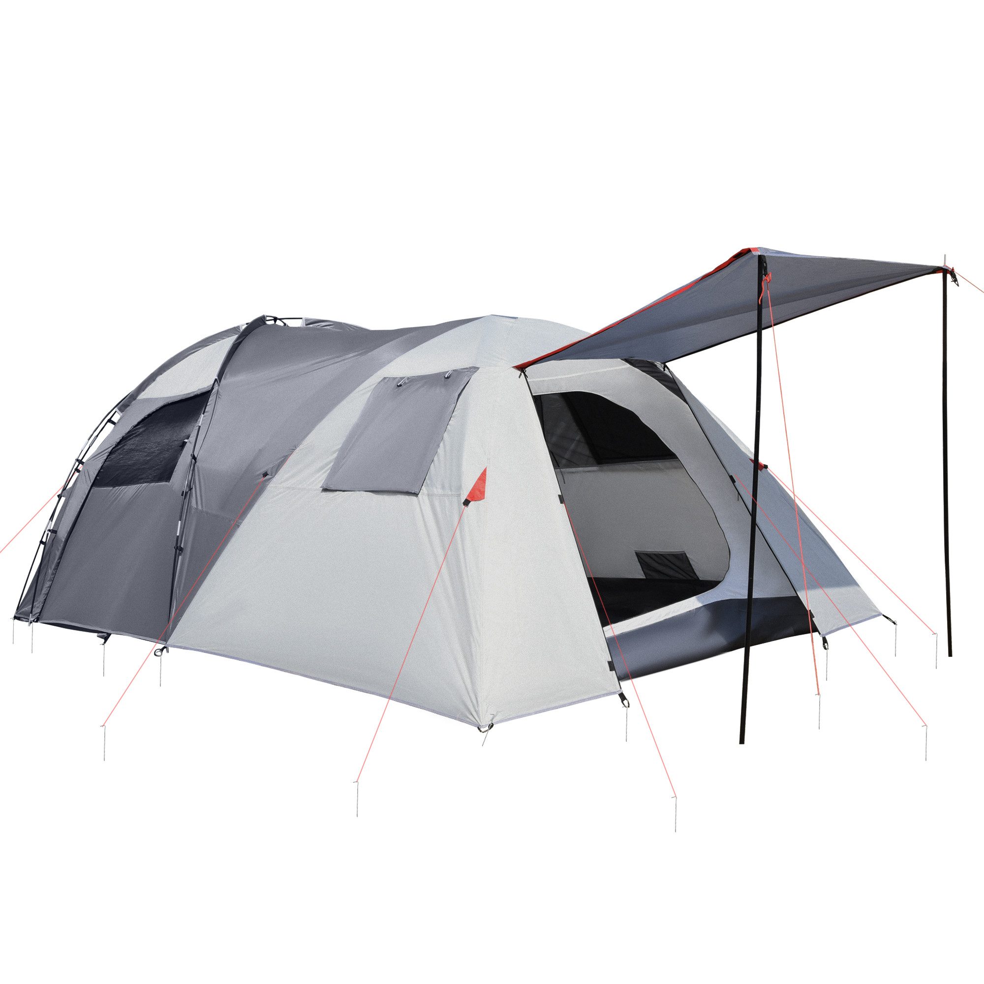 Tunnelzelt Campingzelt 5-Personen mit Schlafzimmer, Tragetasche, 2000mm