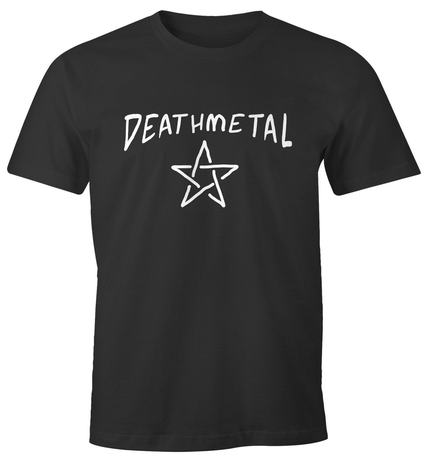 MoonWorks Print-Shirt Herren T-Shirt Aufschrift Deathmetal Pentagram Festival Outfit Fun-Shirt Musik Moonworks® mit Print